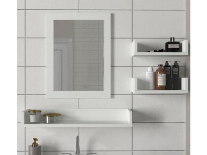 Koupelnové zrcadlo s poličkami SIMON bílá