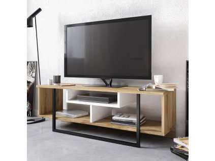 Televizní stolek ASAL 120 bílá černá dub