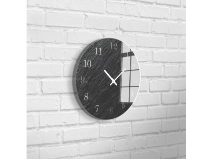 Nástěnné hodiny CARBON sklo průměr 30 cm