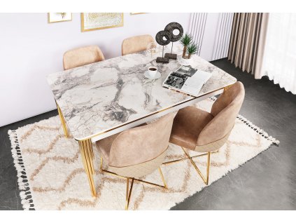 Jídelní stůl DAMLA zlatý bílý