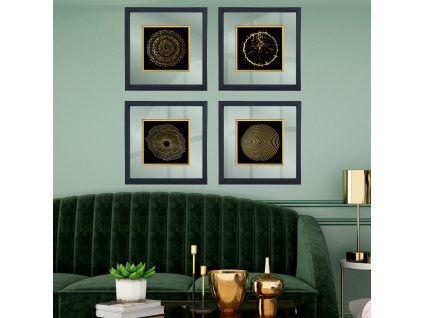 Sada nástěnných obrazů GOLD 4 ks