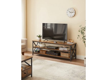 Televizní stolek v industriálním stylu hnědý černý