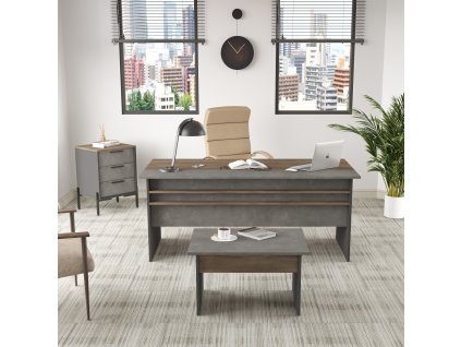 Set kancelářského nábytku VS7 hnědý šedý antracit