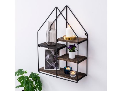 Nástěnná police LILIUM černá ořech