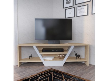 Televizní stolek SARES bílý dub