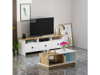 Set nábytku do obývacího pokoje OSLO bílý dub