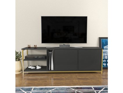 Televizní stolek PRIMROSE antracit zlatý