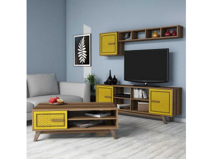 Set nábytku do obývacího pokoje AYLA ořech žlutý