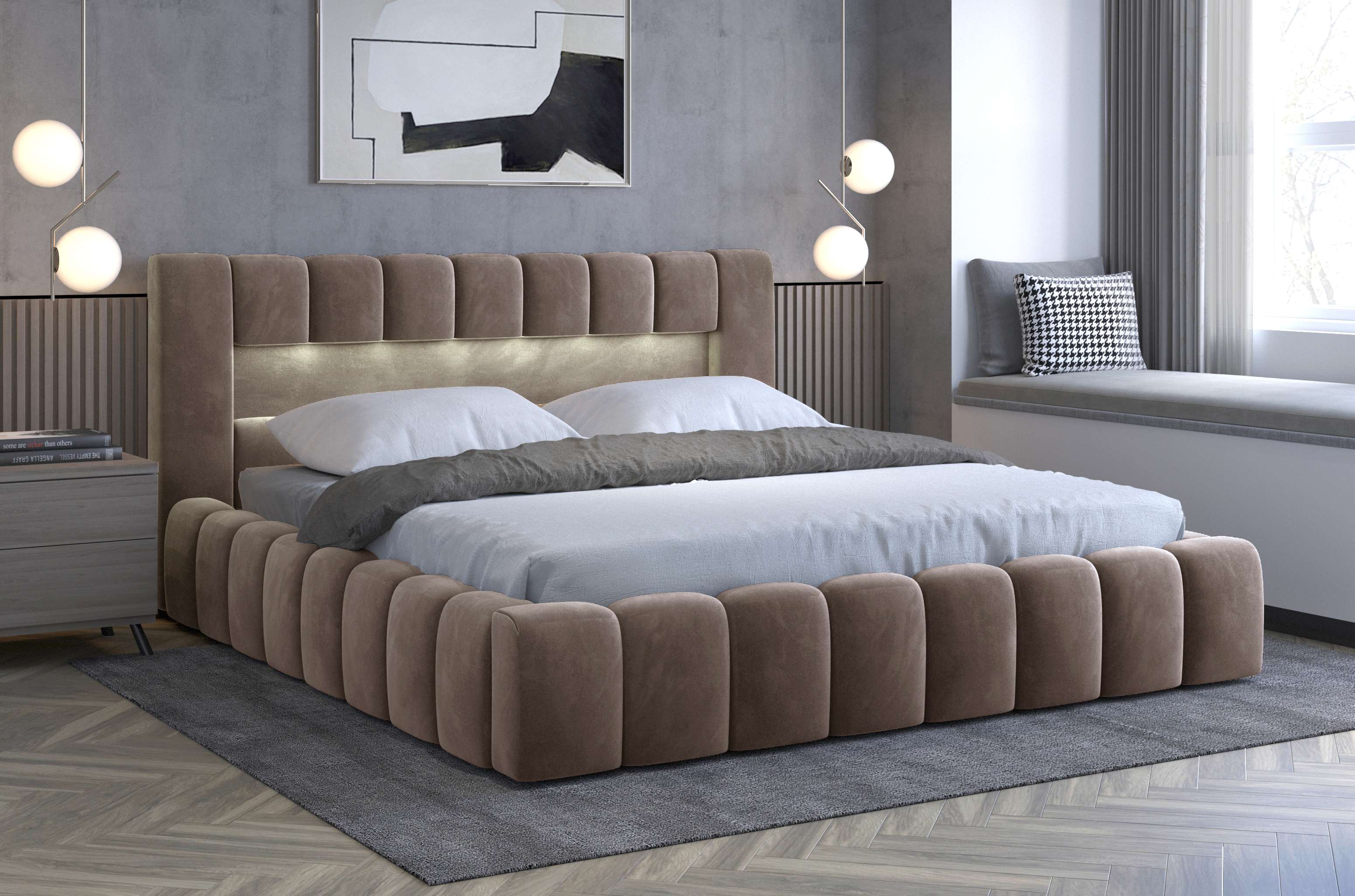 Čalouněná postel LAMICA 140 cm dřevěný rošt Monolith 09