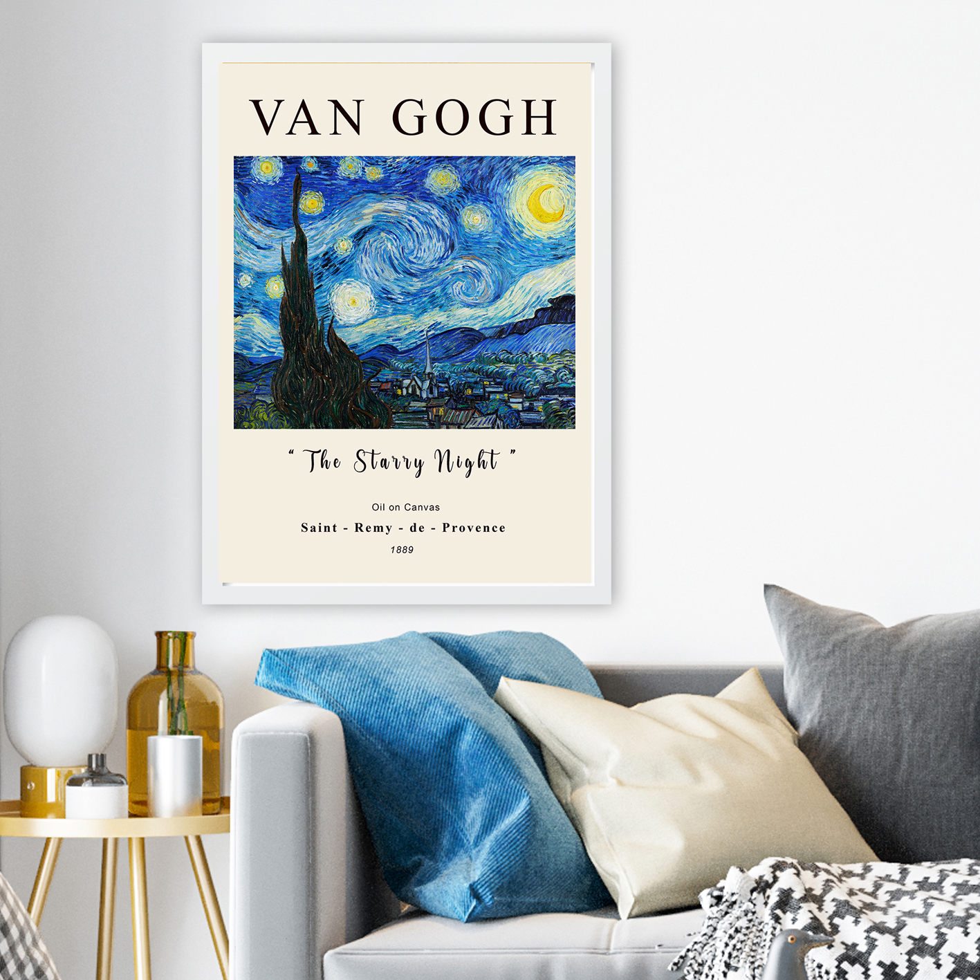 Levně Dekorativní obraz Gogh HVĚZDNÁ NOC Polystyren 55x75cm