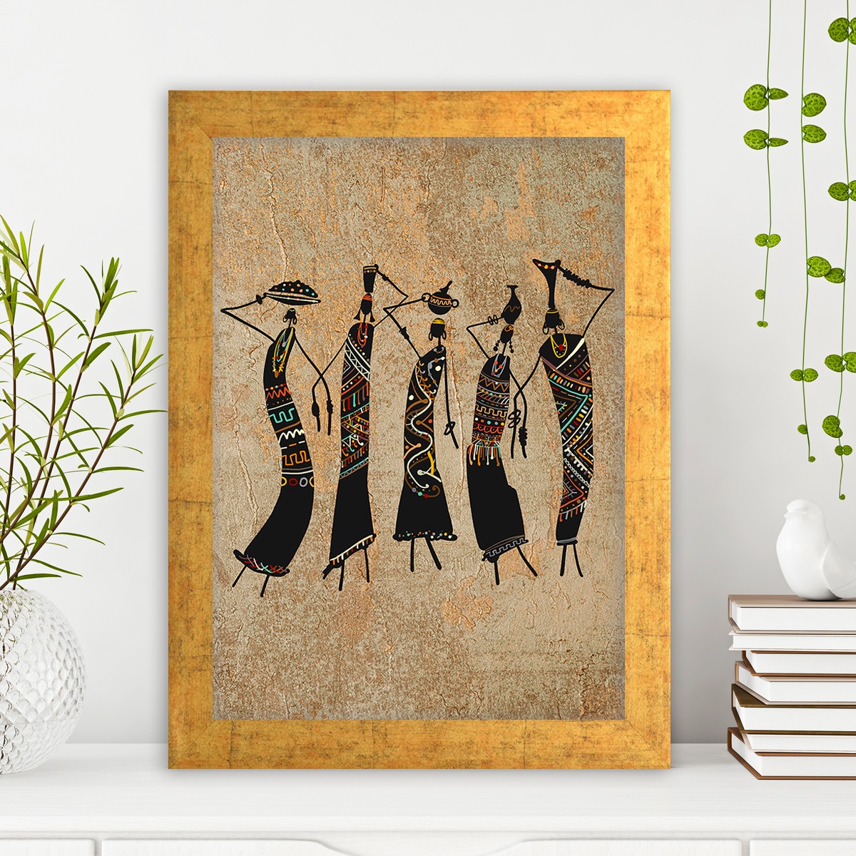 Levně Obraz na MDF s rámem AFRICKÉ ŽENY 24 x 29 cm