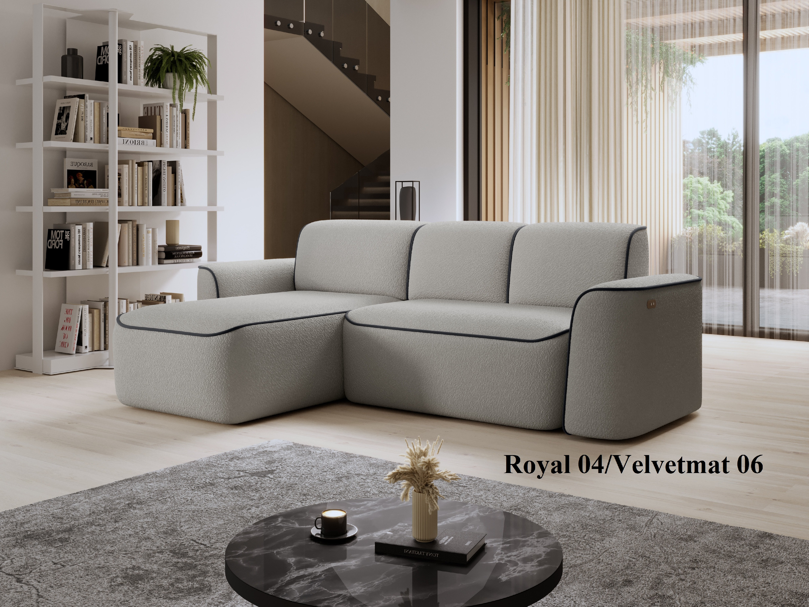 Rohová sedací souprava Ume, levá varianta Royal 04/Velvetmat 06