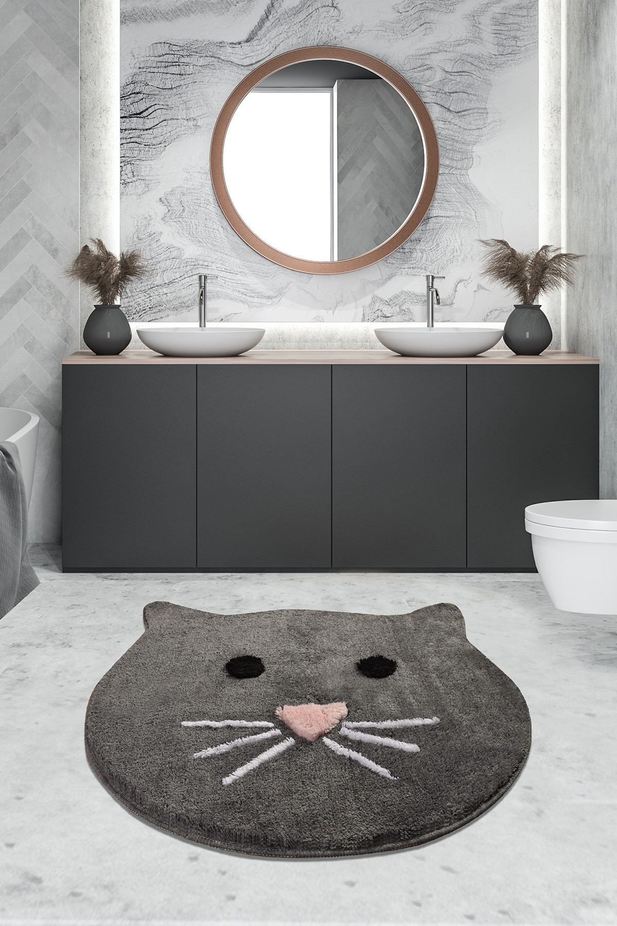 Koupelnová předložka CAT šedá kočička