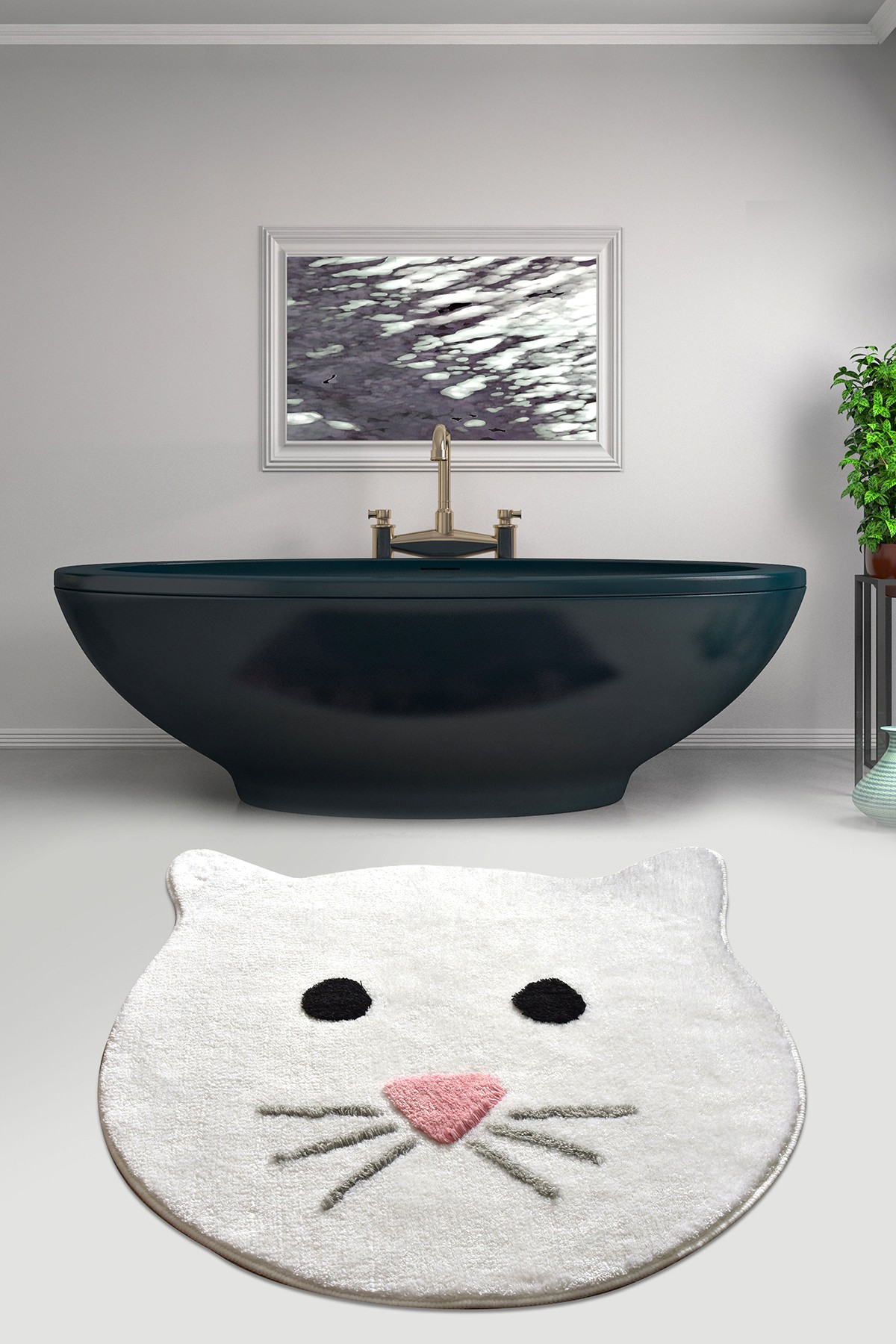 Koupelnová předložka CAT bílá kočička
