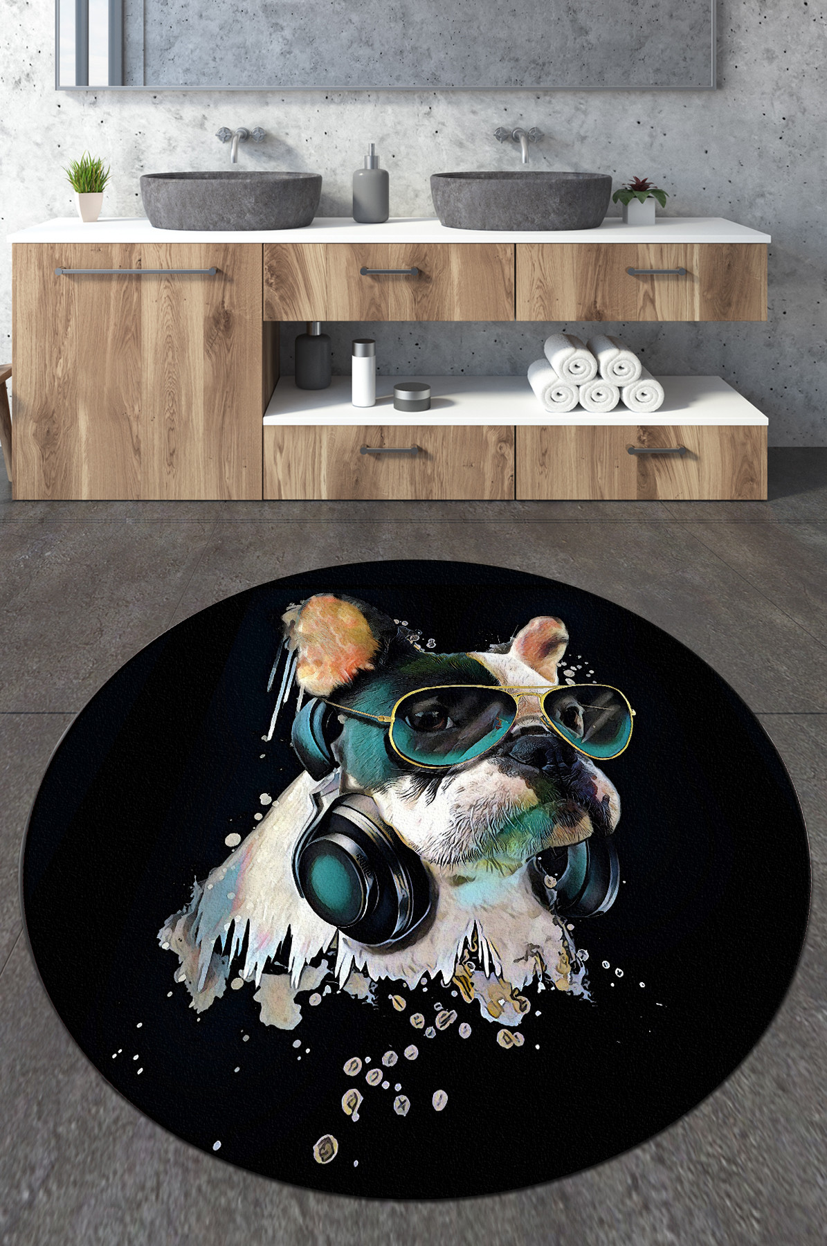 Koupelnová předložka GLASSES DOG pes s brýlemi