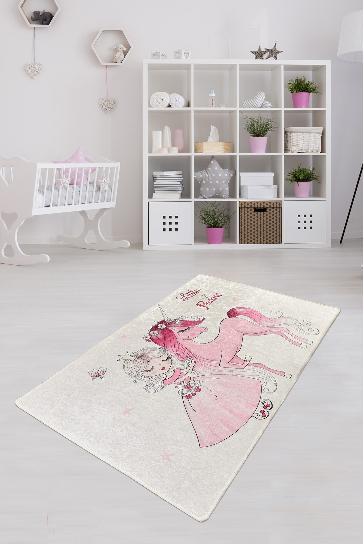 Dětský koberec(100 x 160 cm) LITTLE PRINCESS s jednorožcem bílý
