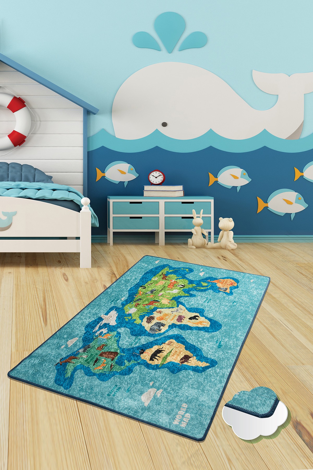 Dětský koberec(100 x 160 cm) MAP modrý