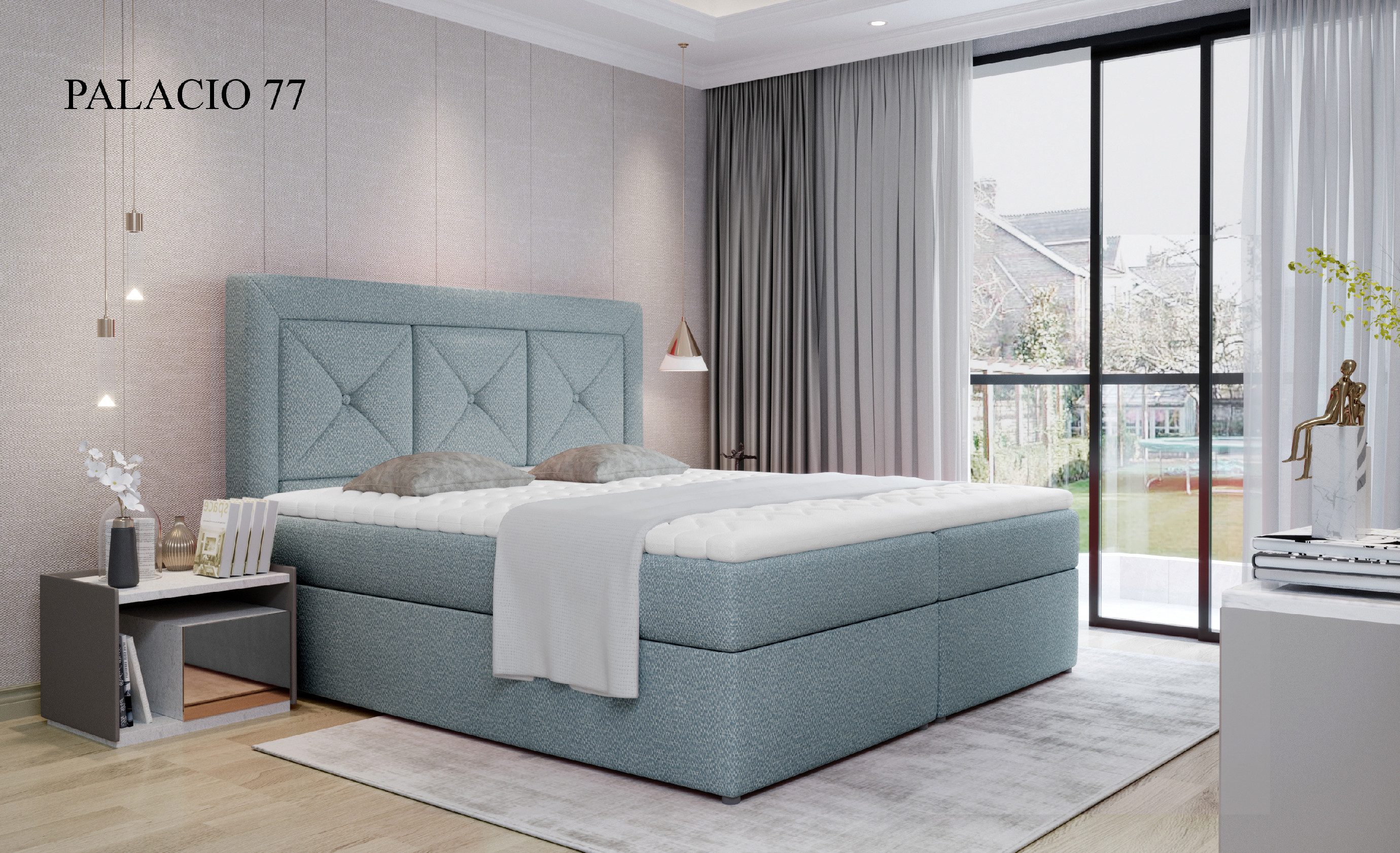 Čalouněná postel IDRIS Boxsprings 140 x 200 cm Provedení: Palacio 77