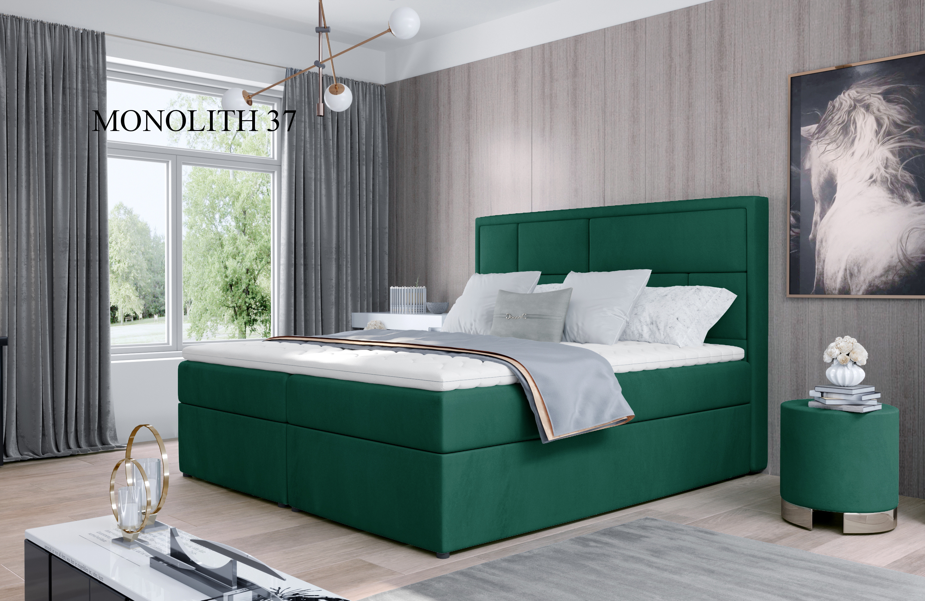 Čalouněná postel MERON Boxsprings 140 x 200 cm Provedení: Monolith 37