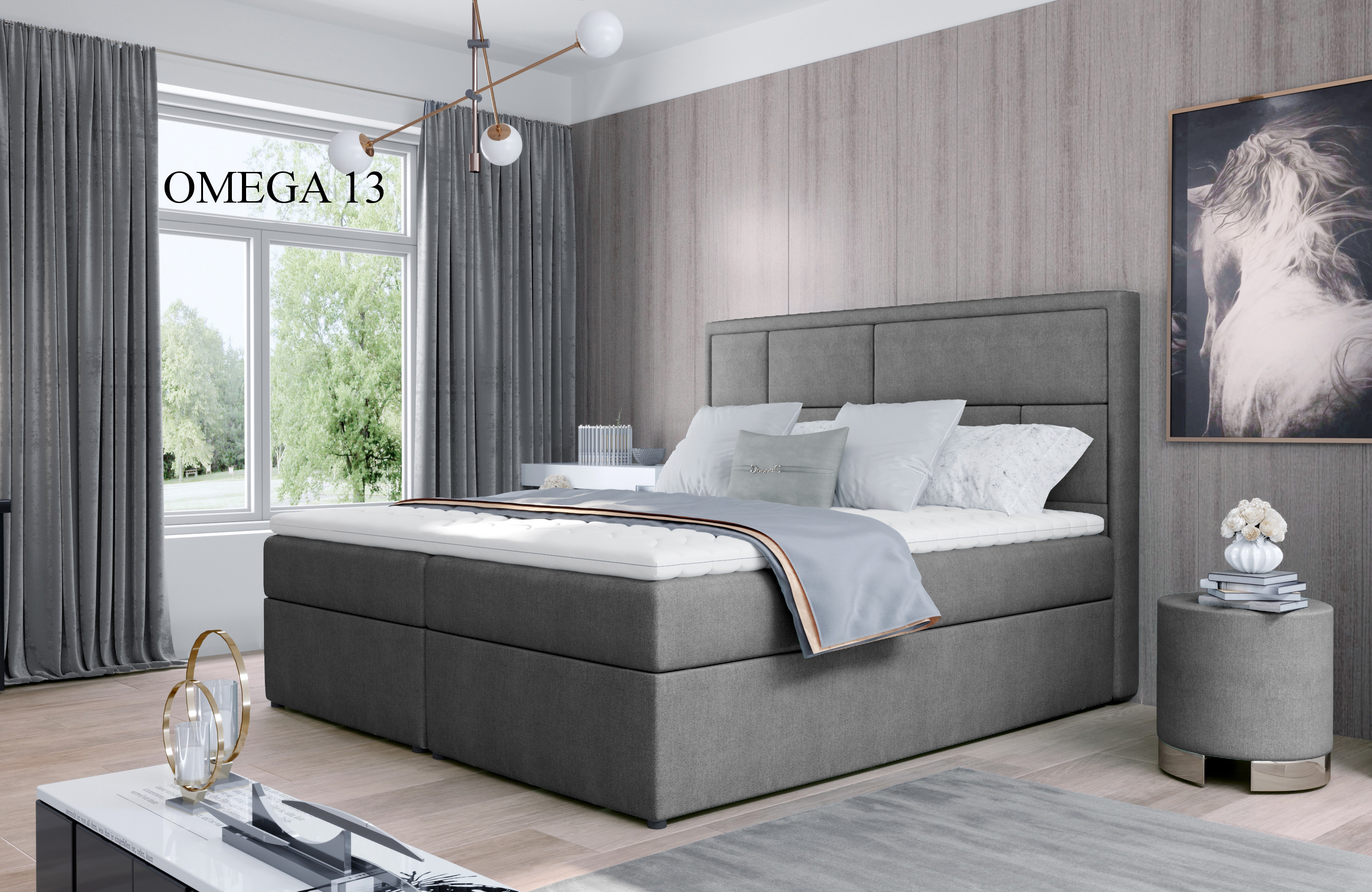 Čalouněná postel MERON Boxsprings 140 x 200 cm Provedení: Omega 13