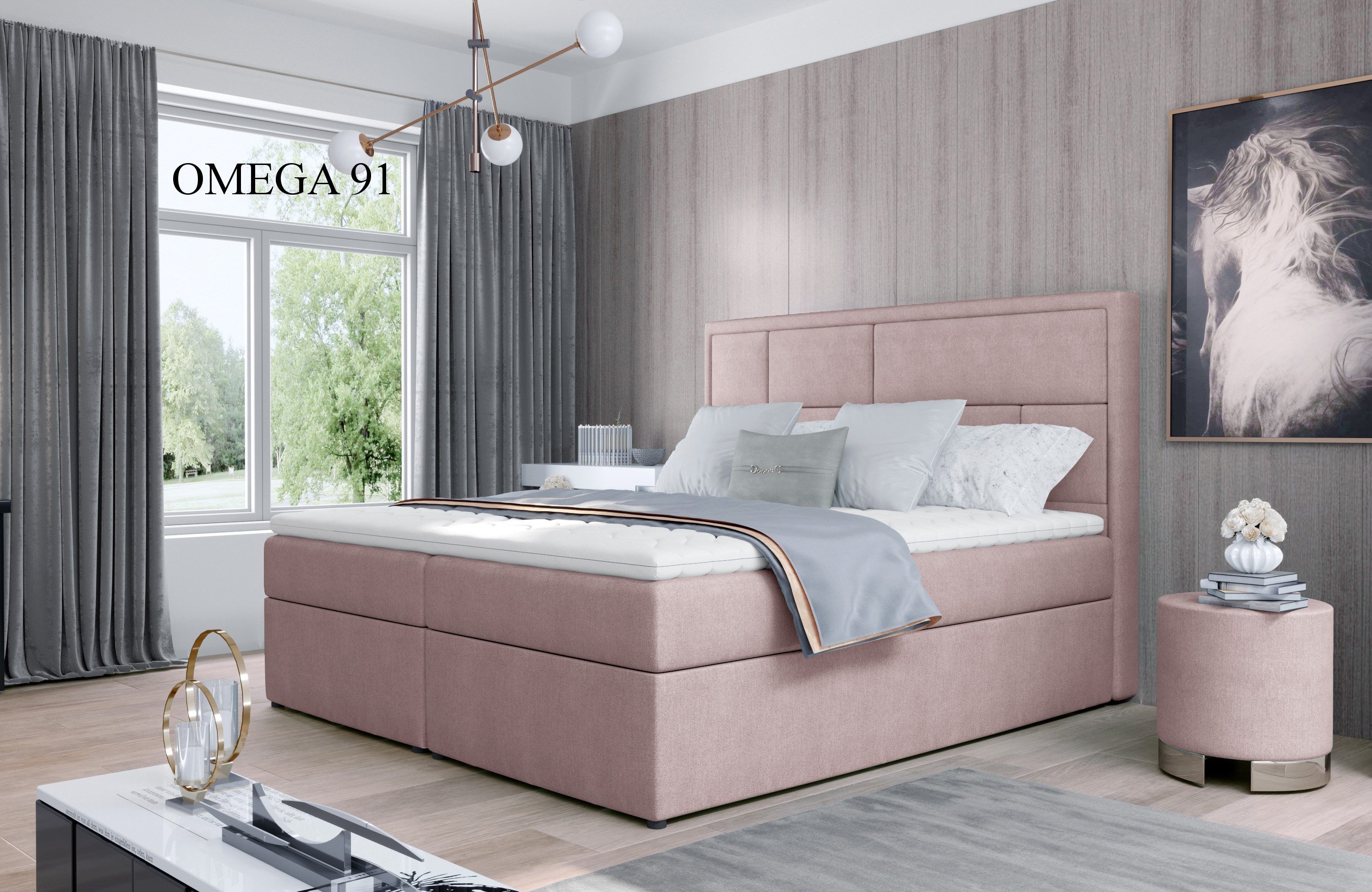 Čalouněná postel MERON Boxsprings 140 x 200 cm Provedení: Omega 91