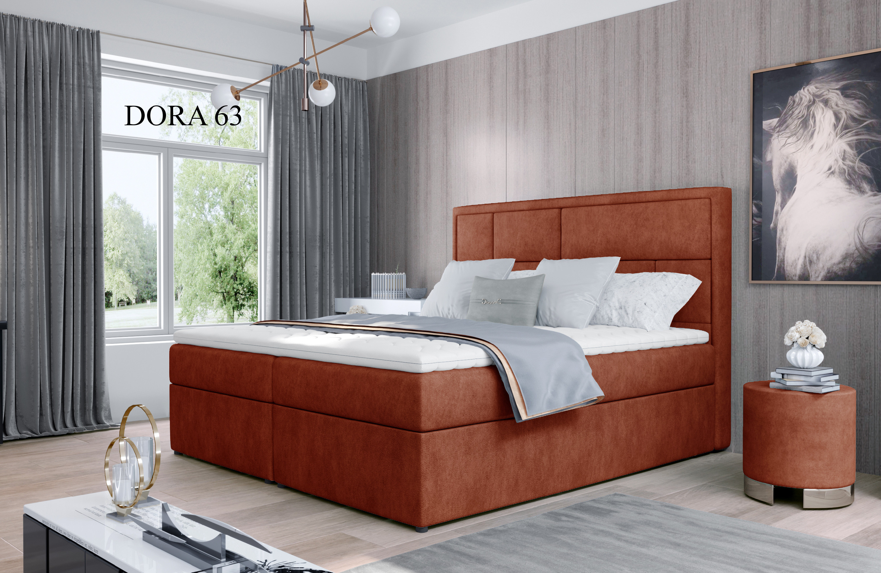 Čalouněná postel MERON Boxsprings 140 x 200 cm Dora 63