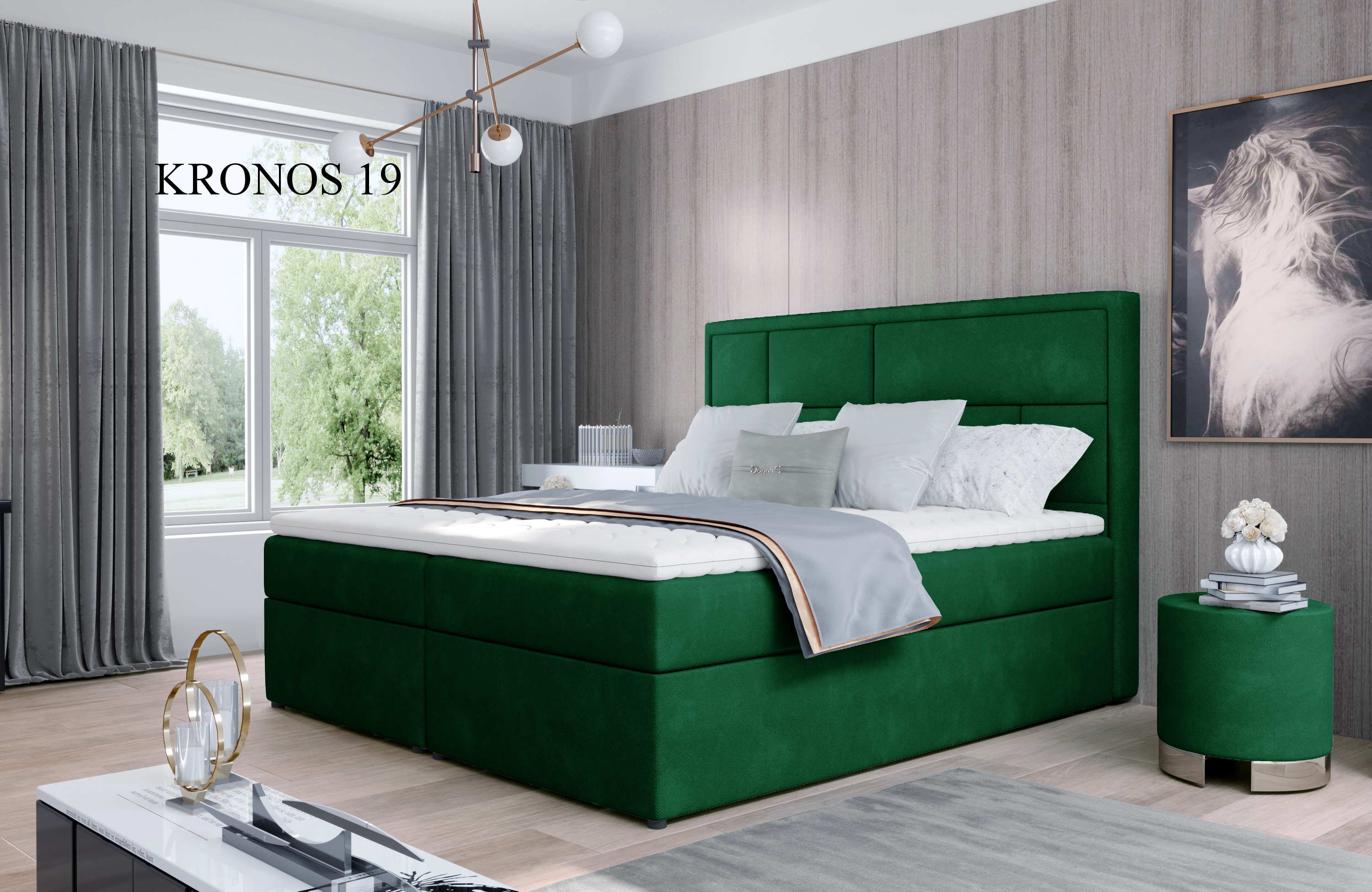 Čalouněná postel MERON Boxsprings 140 x 200 cm Provedení: Kronos 19