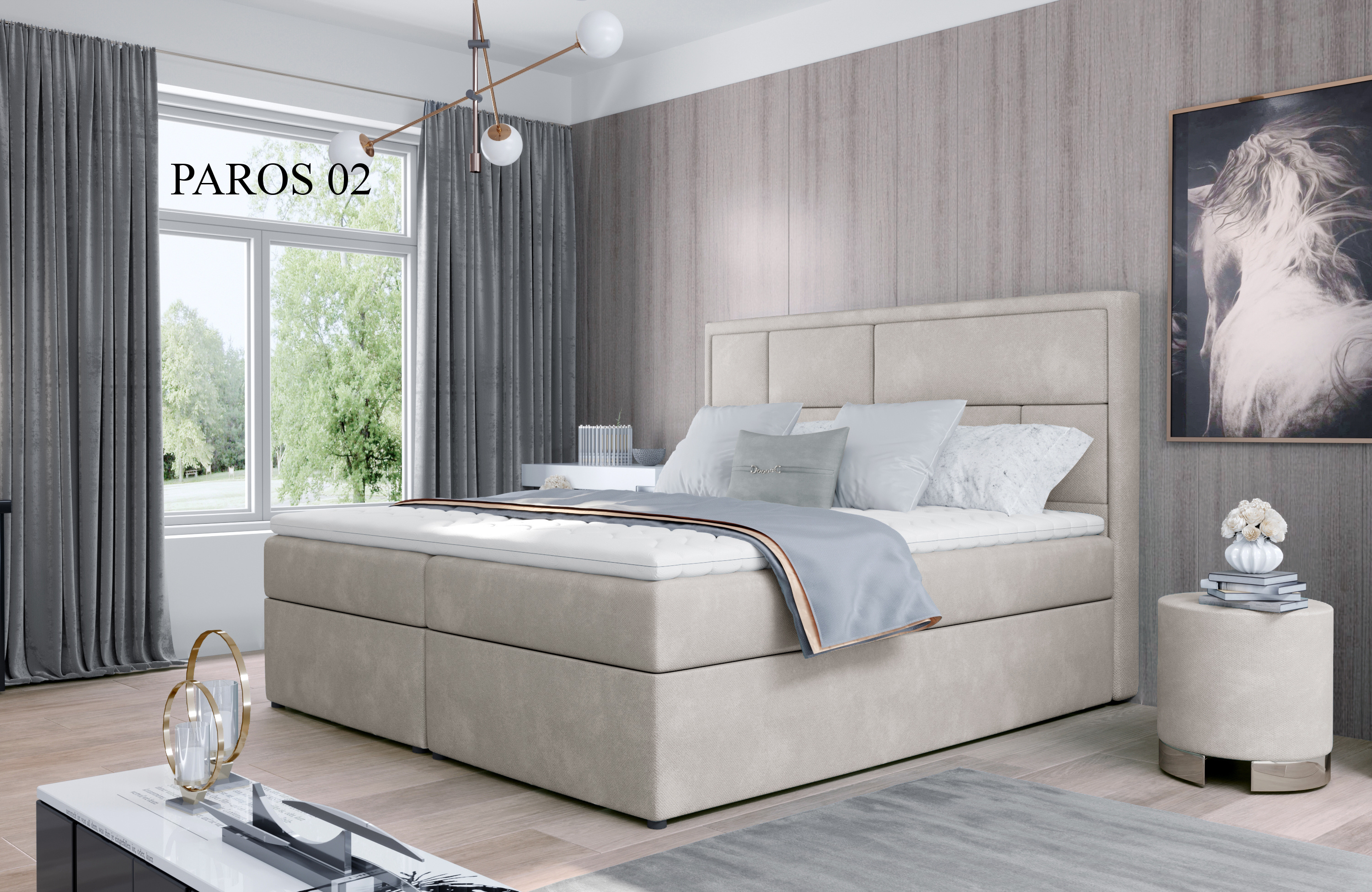 Čalouněná postel MERON Boxsprings 160 x 200 cm Provedení: Omega 02