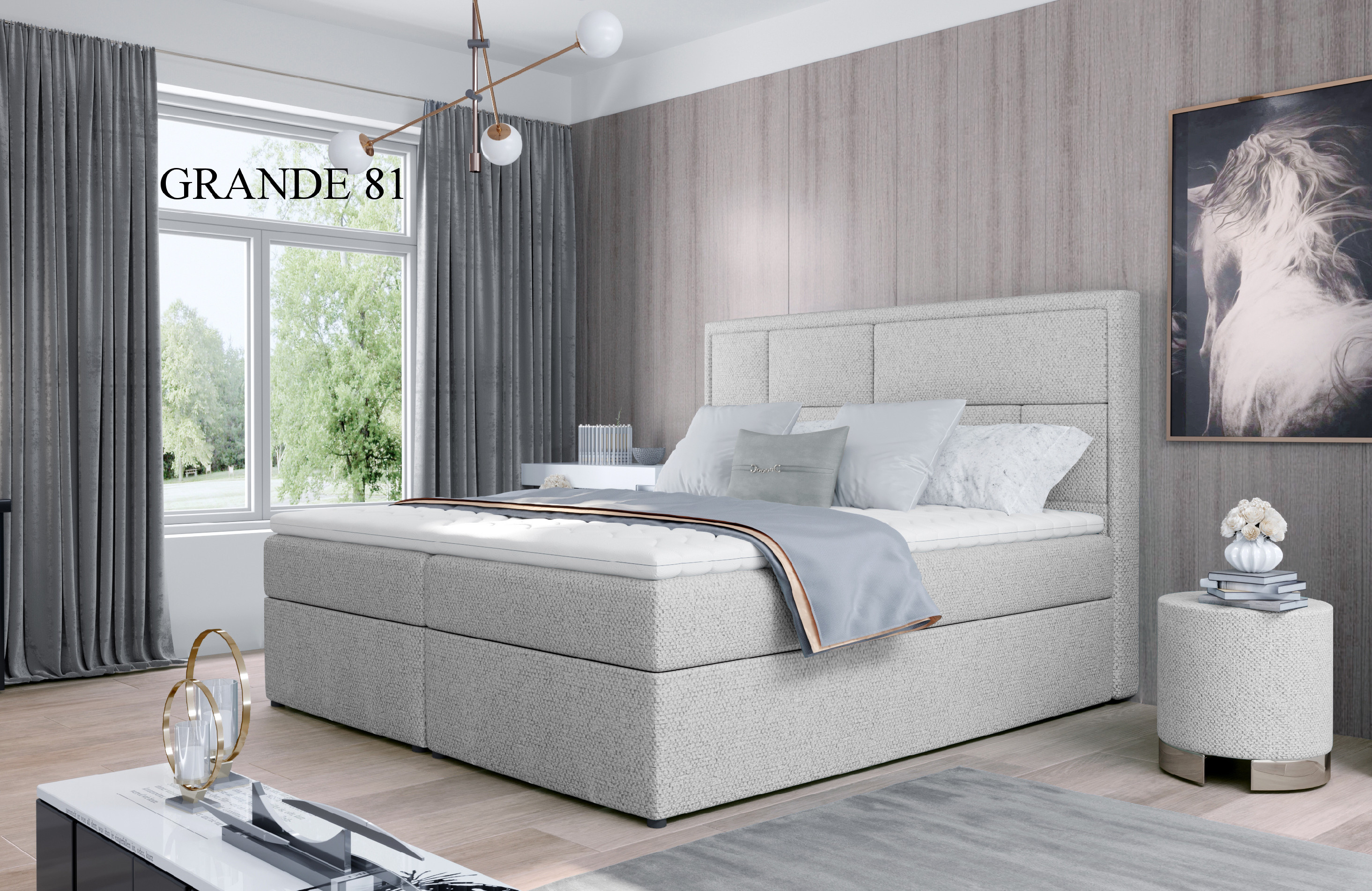 Čalouněná postel MERON Boxsprings 160 x 200 cm Provedení: Grande 81