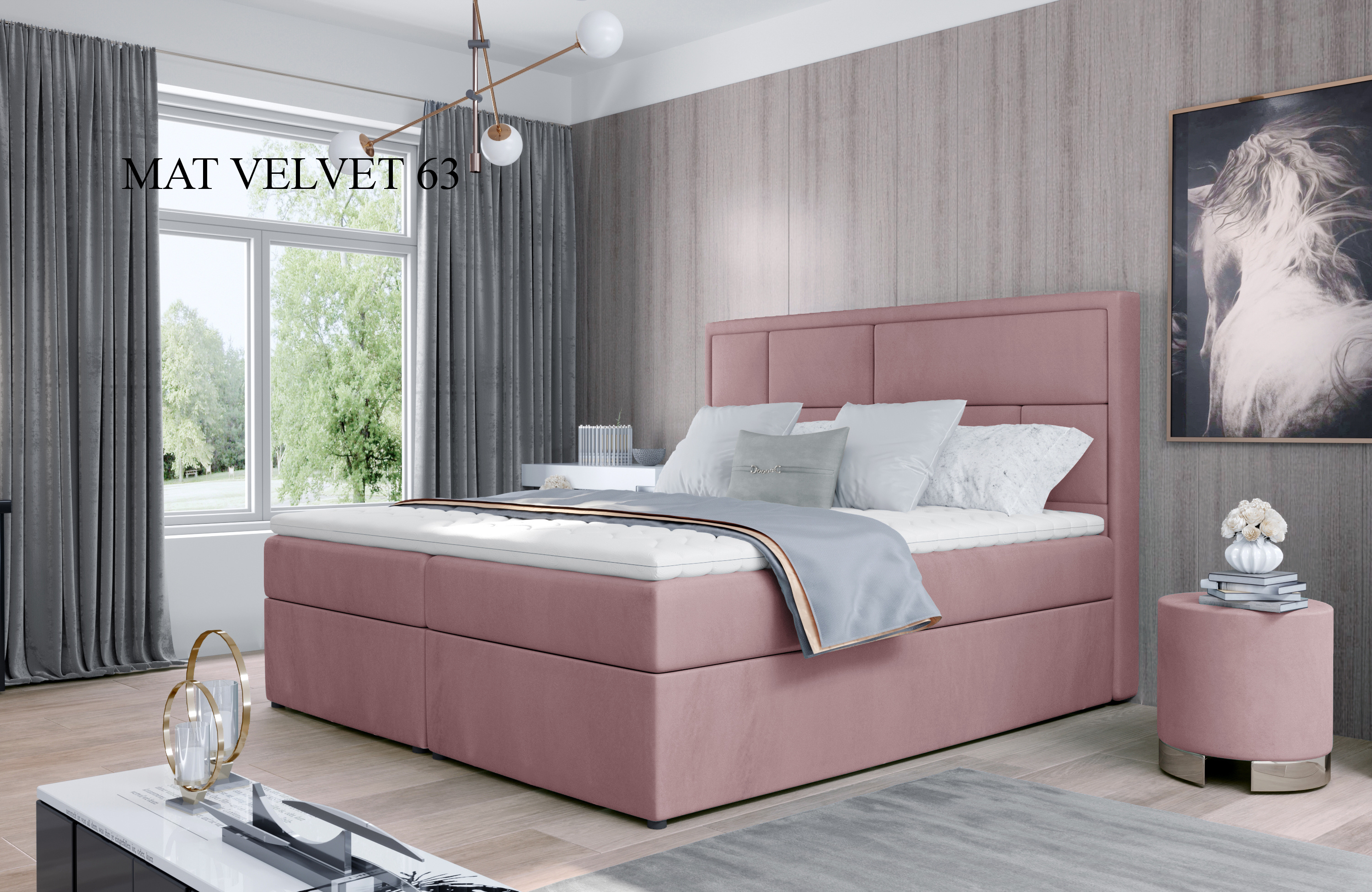 Čalouněná postel MERON Boxsprings 160 x 200 cm Provedení: Mat Velvet 63