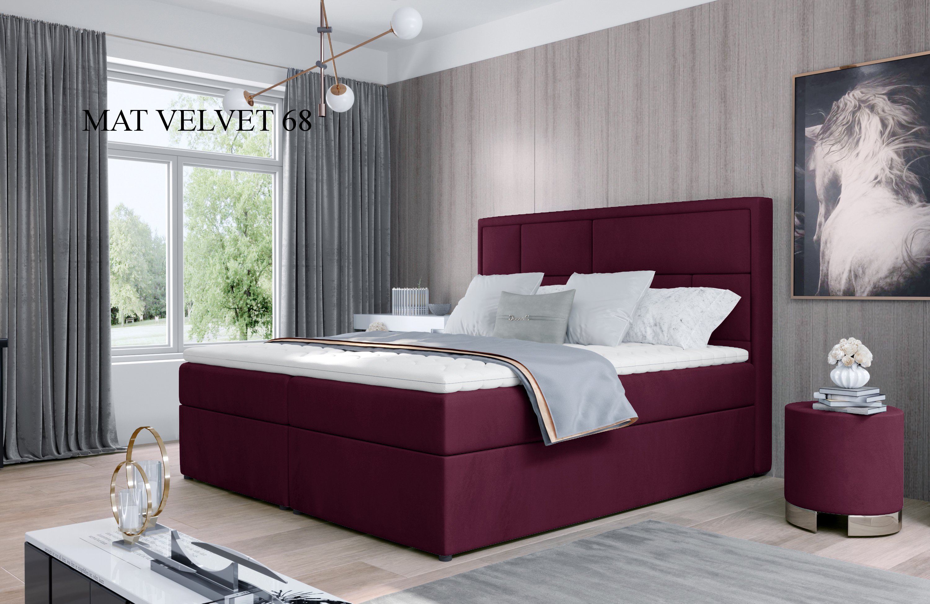 Čalouněná postel MERON Boxsprings 180 x 200 cm Provedení: Mat Velvet 68