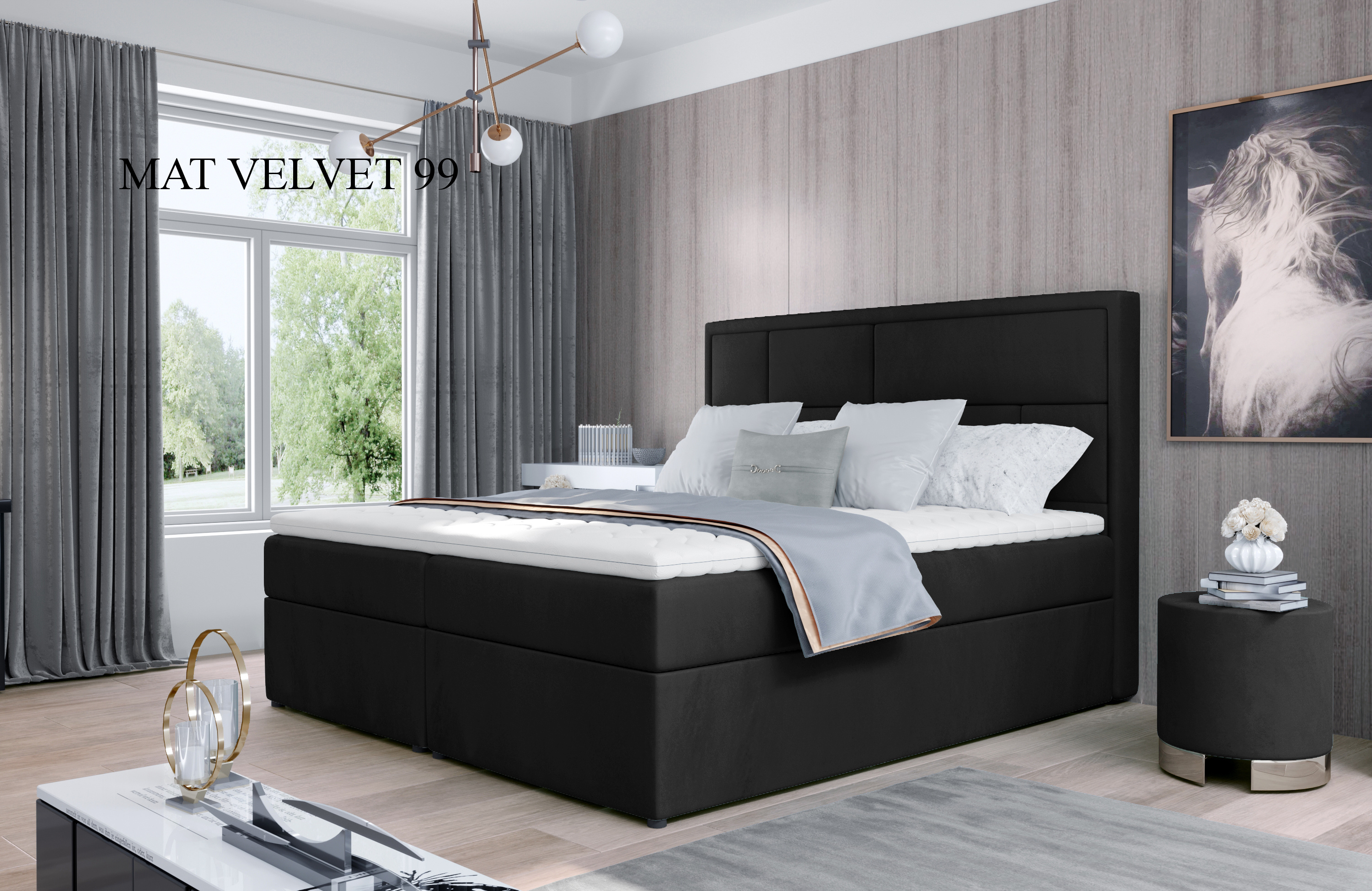 Čalouněná postel MERON Boxsprings 180 x 200 cm Provedení: Mat Velvet 99