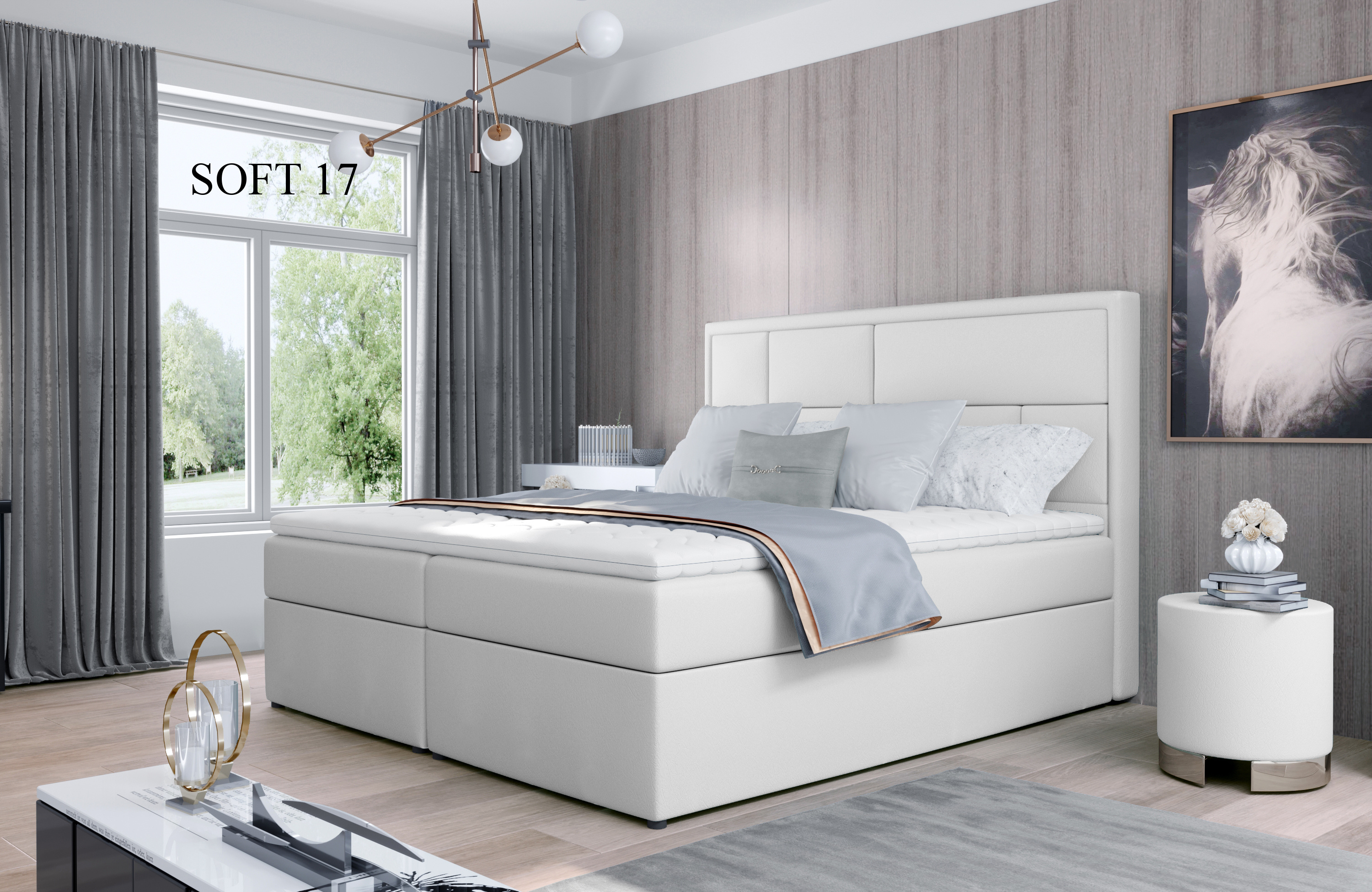 Čalouněná postel MERON Boxsprings 180 x 200 cm Provedení: Soft 17