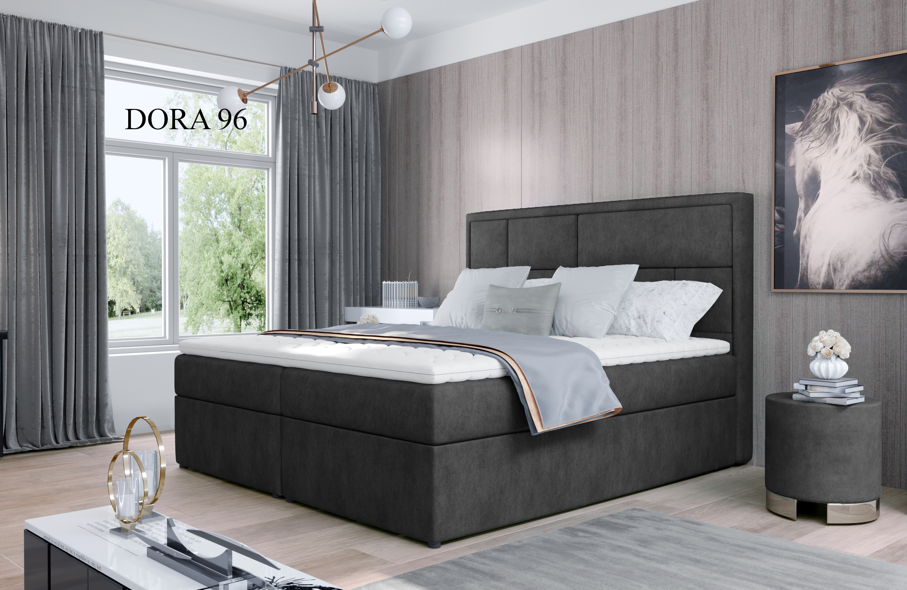 Čalouněná postel MERON Boxsprings 180 x 200 cm Provedení: Dora 96