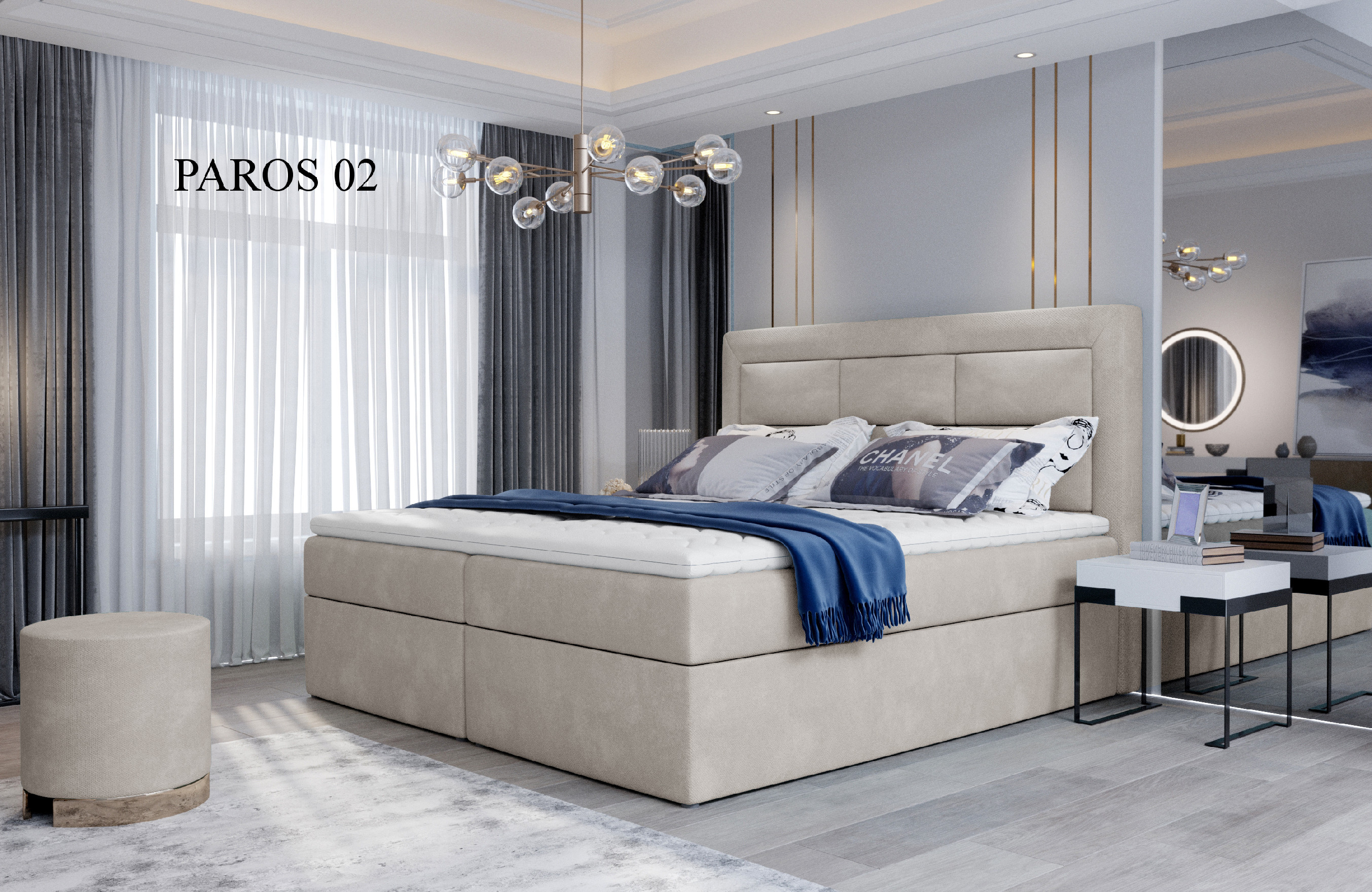 Čalouněná postel VIVRE Boxsprings 140 x 200 cm Provedení: Paros 02