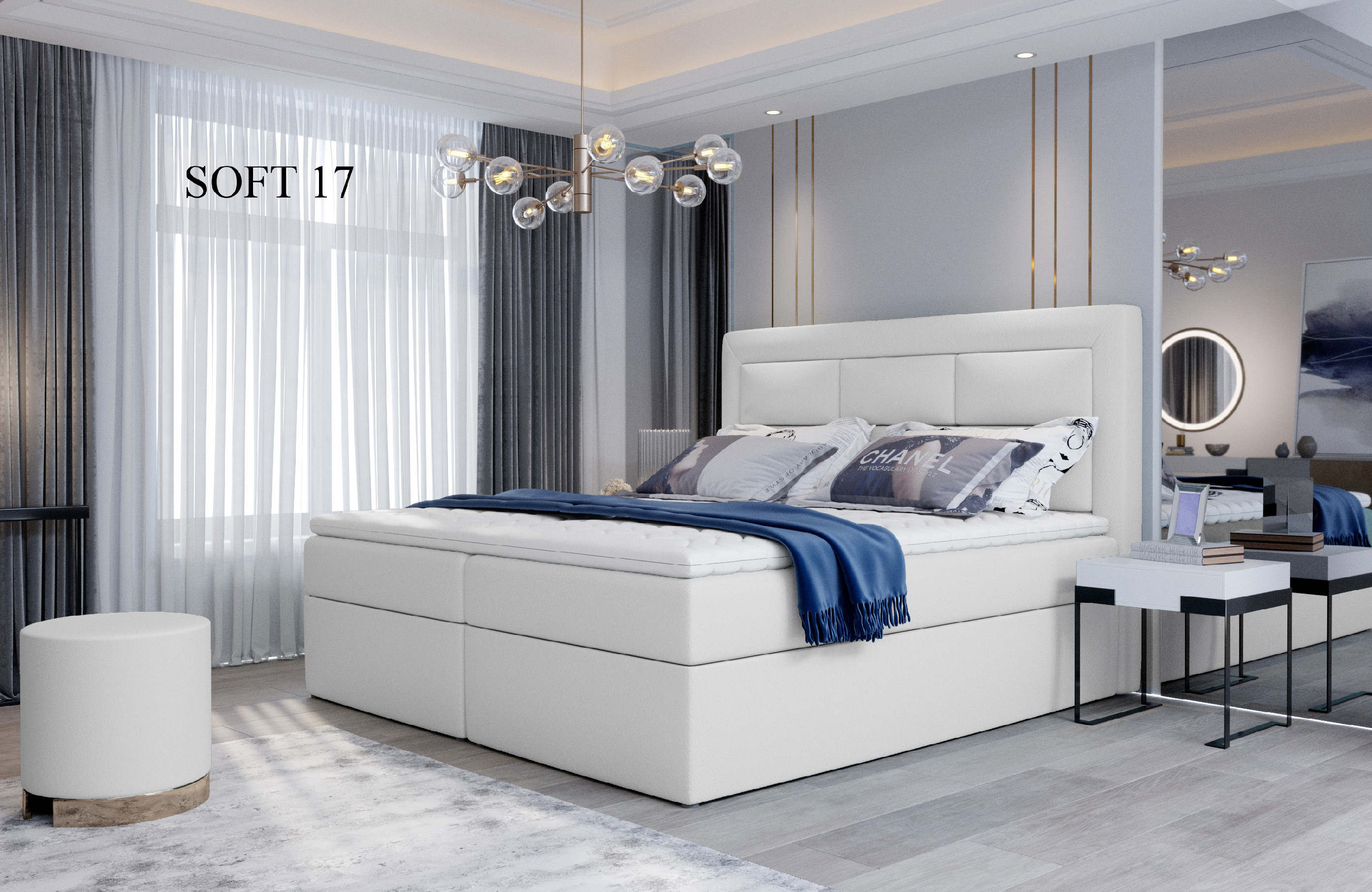 Čalouněná postel VIVRE Boxsprings 140 x 200 cm Provedení: Soft 17