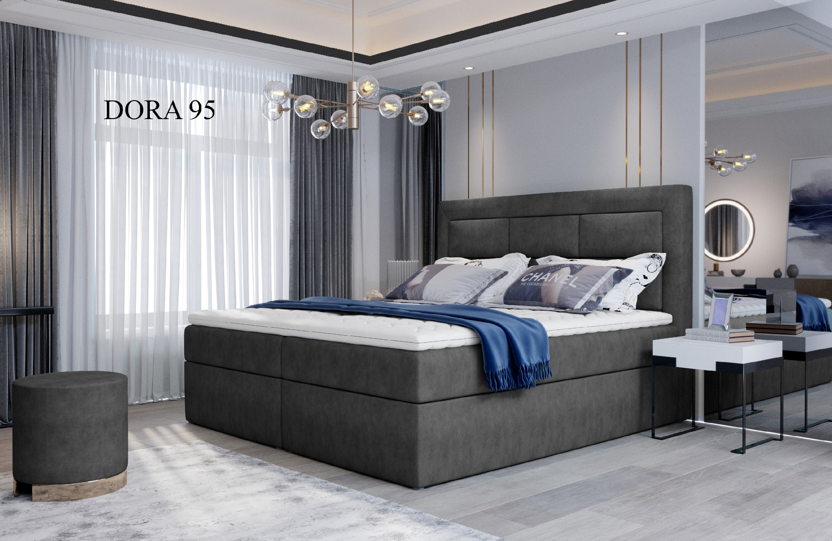 Čalouněná postel VIVRE Boxsprings 140 x 200 cm Provedení: Dora 95