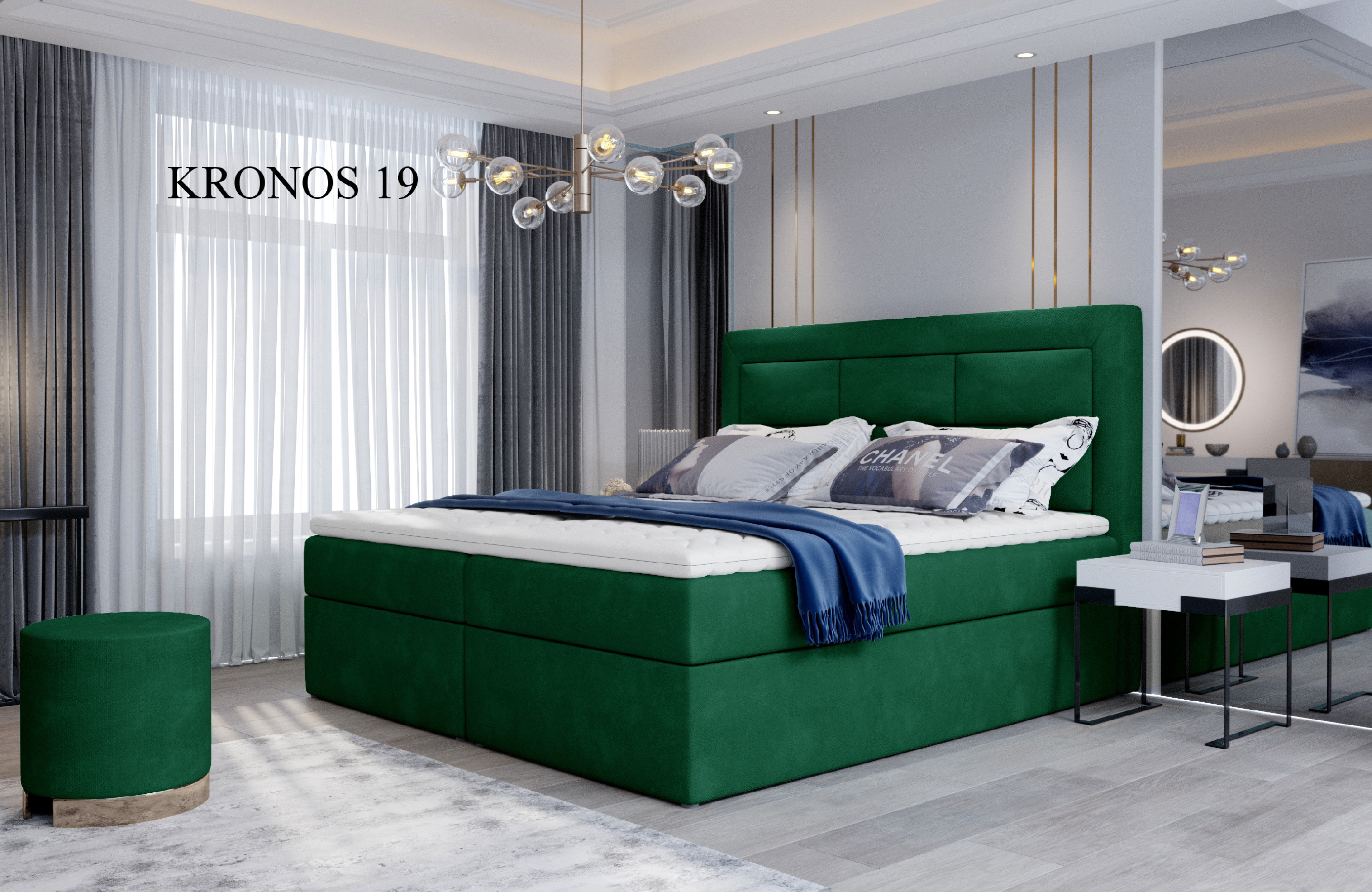 Čalouněná postel VIVRE Boxsprings 140 x 200 cm Provedení: Kronos 19