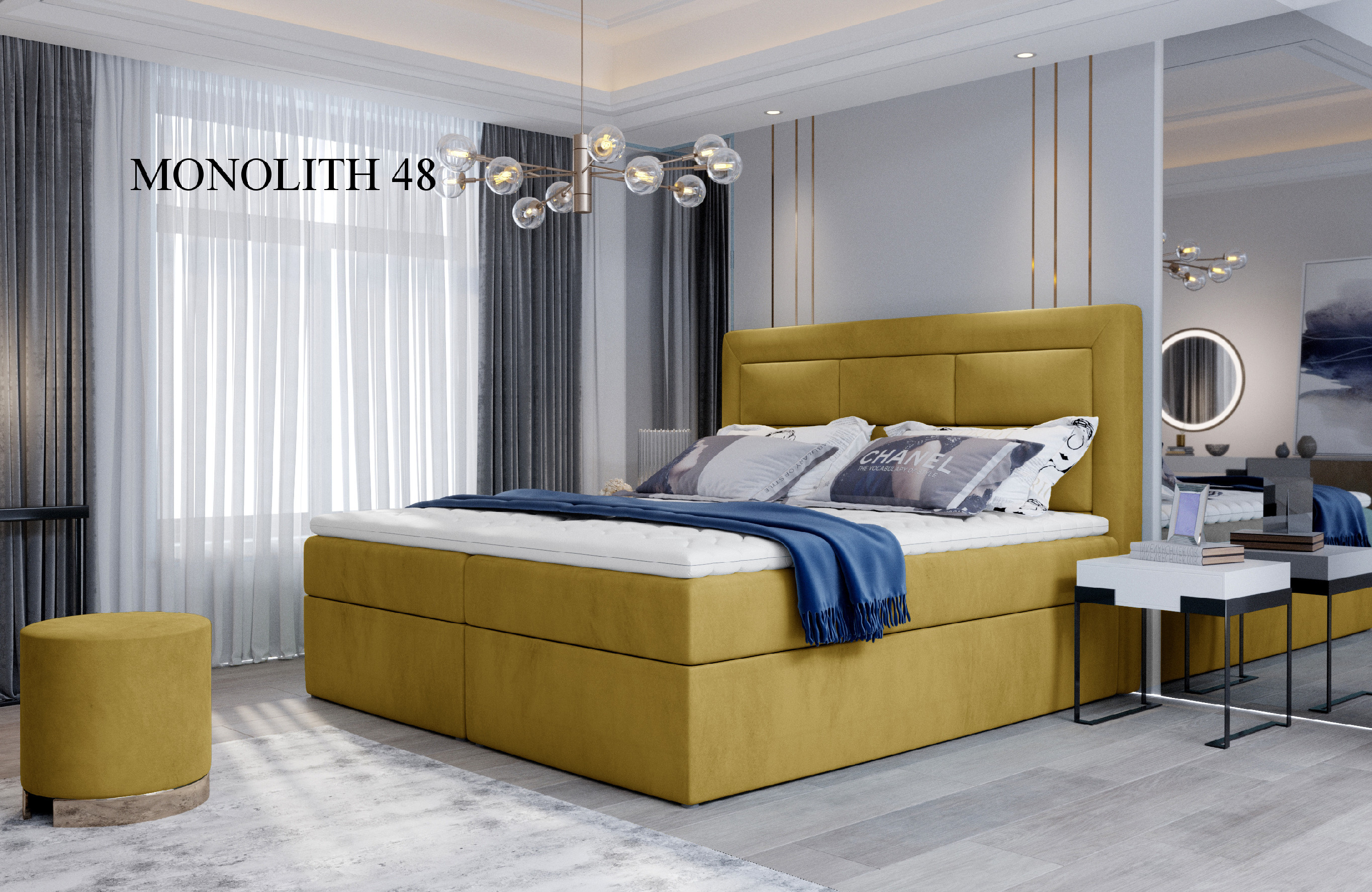 Čalouněná postel VIVRE Boxsprings 160 x 200 cm Provedení: Monolith 48