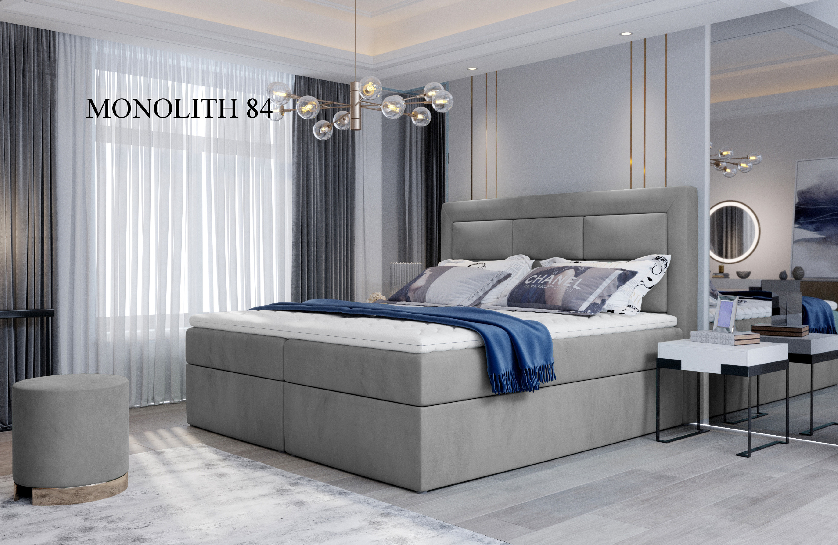 Čalouněná postel VIVRE Boxsprings 160 x 200 cm Provedení: Monolith 84