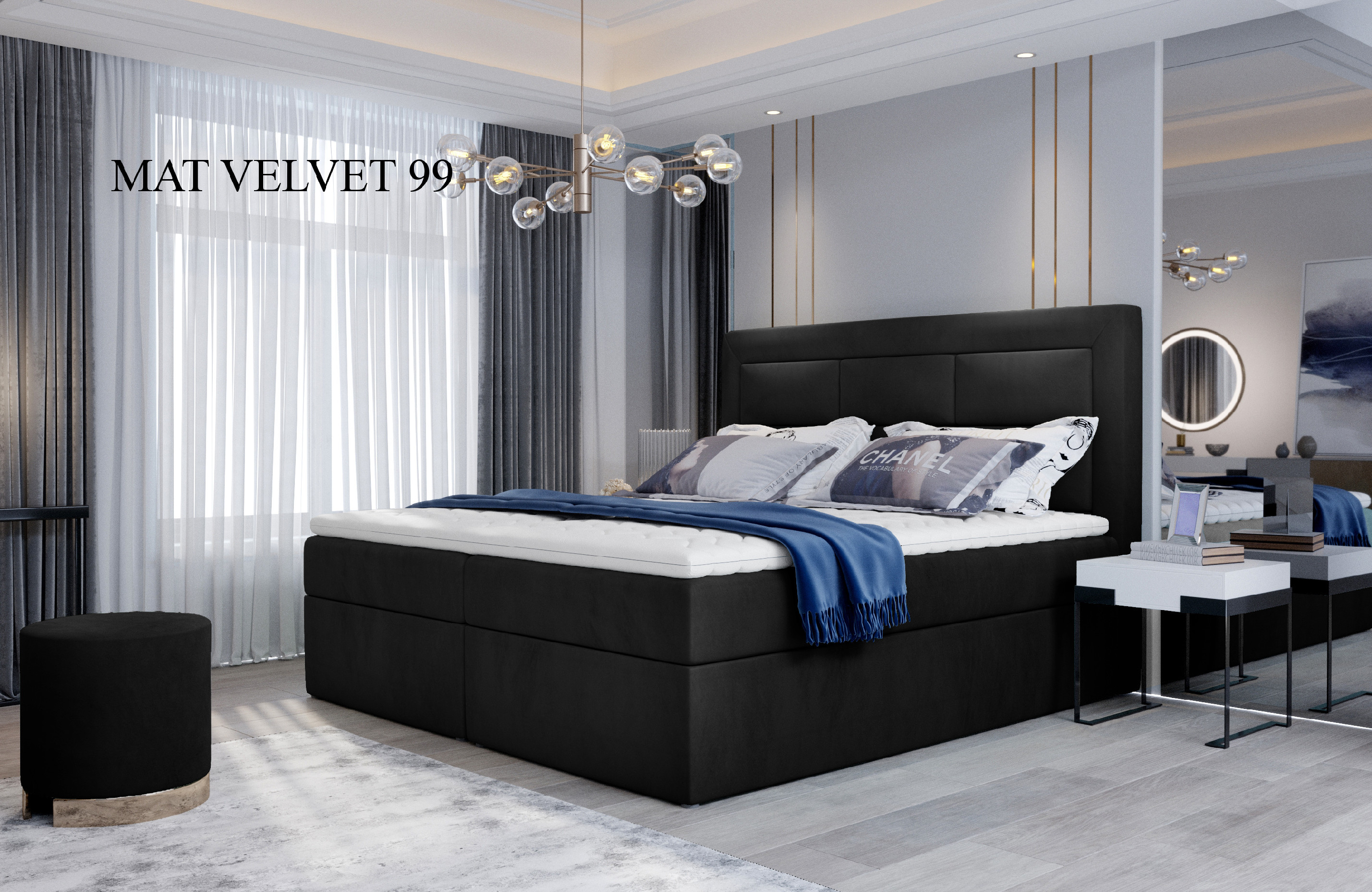 Čalouněná postel VIVRE Boxsprings 180 x 200 cm Provedení: Mat Velvet 99