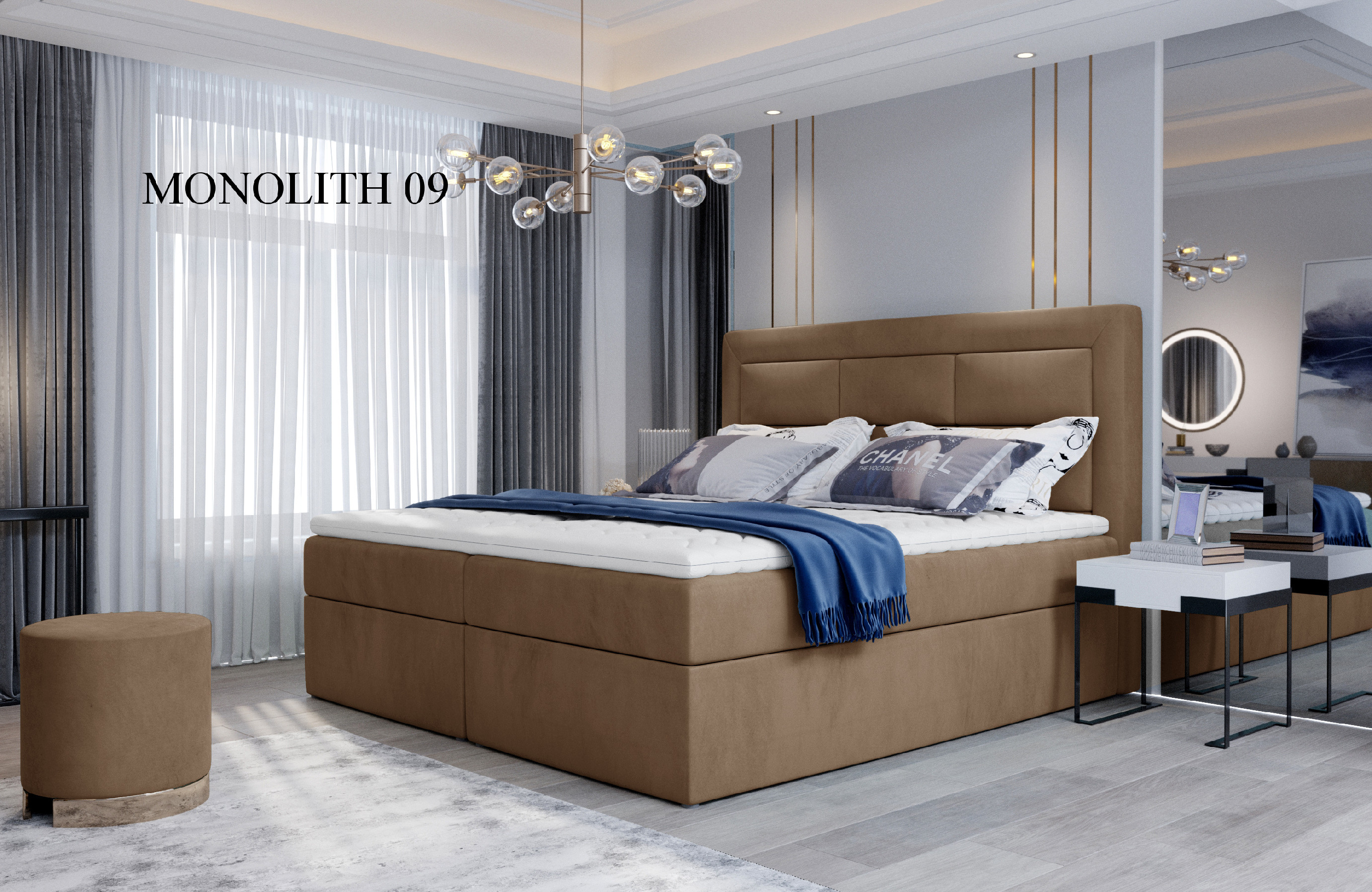 Čalouněná postel VIVRE Boxsprings 180 x 200 cm Provedení: Monolith 09