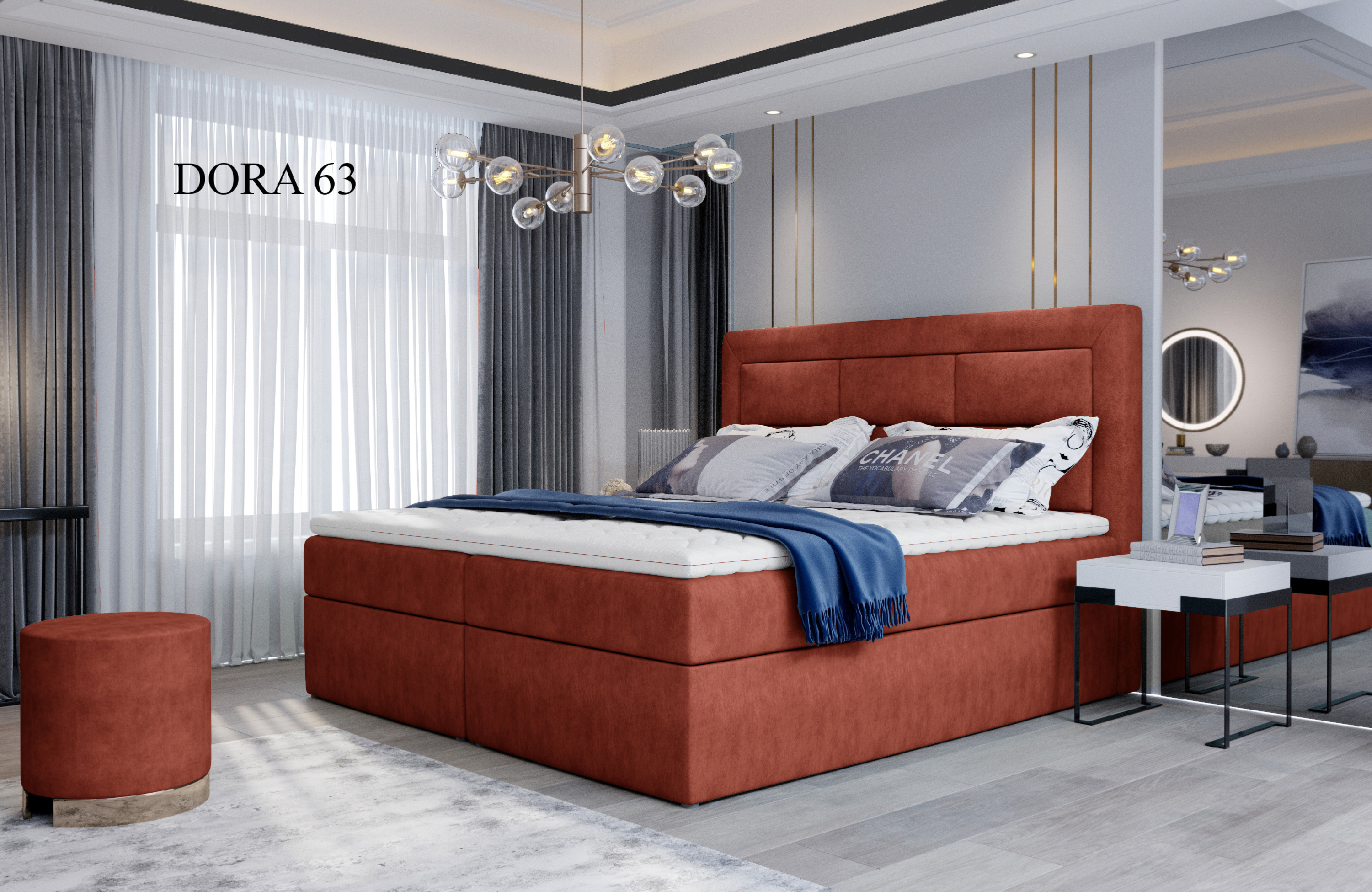 Čalouněná postel VIVRE Boxsprings 180 x 200 cm Provedení: Dora 63