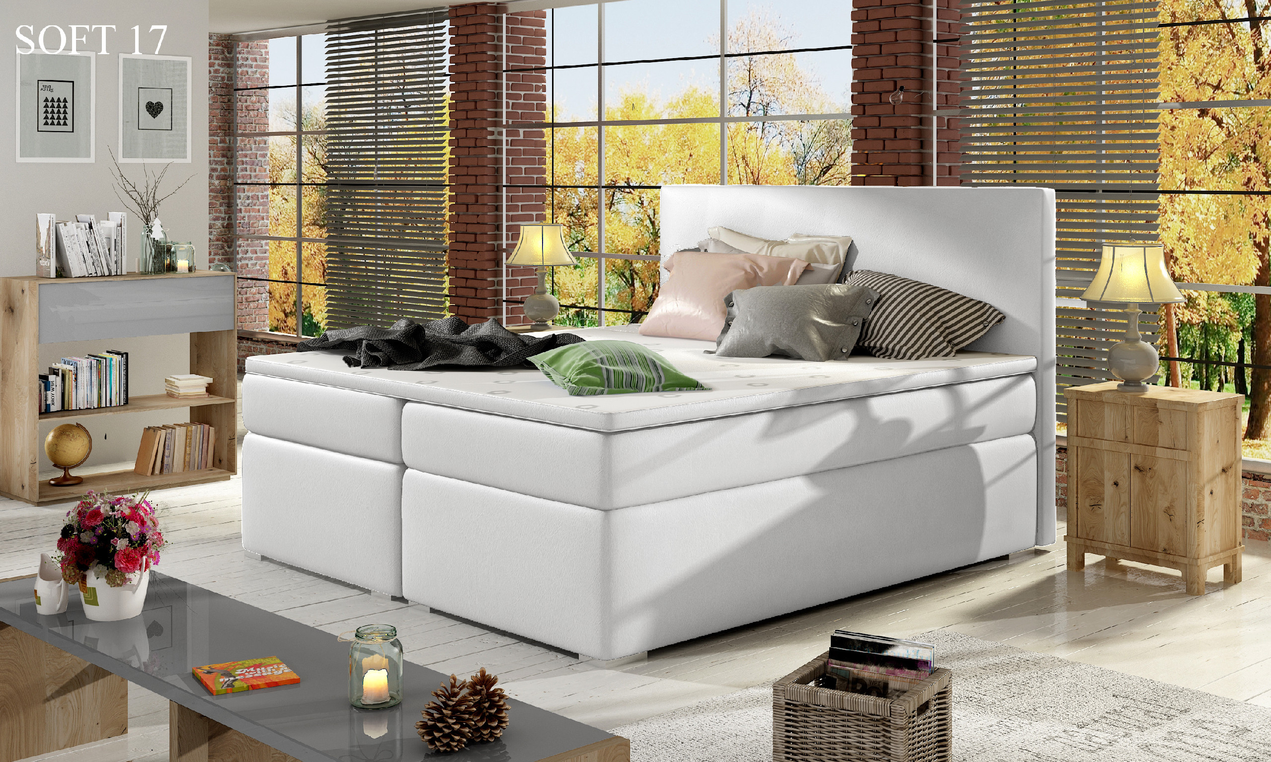 Čalouněná postel DIVALO Boxsprings 160 x 200 cm Provedení: Soft 17