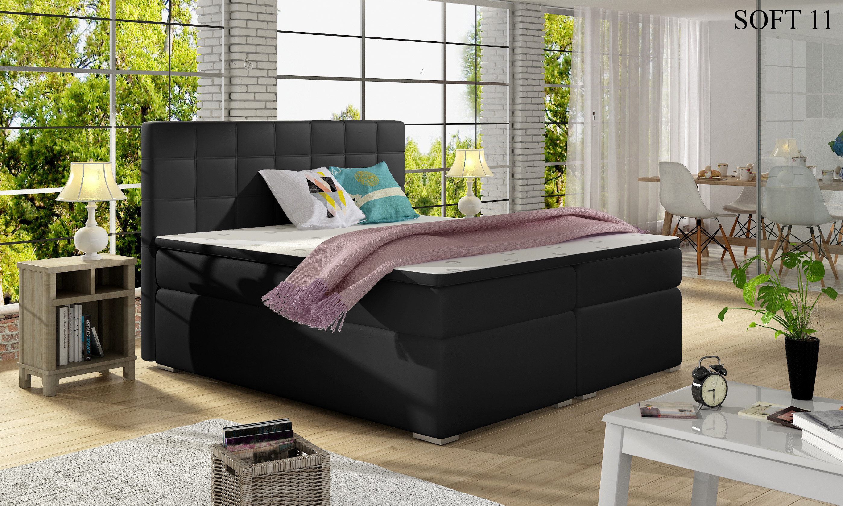 Čalouněná postel ALICE Boxsprings 140 x 200 cm Provedení: Soft 11