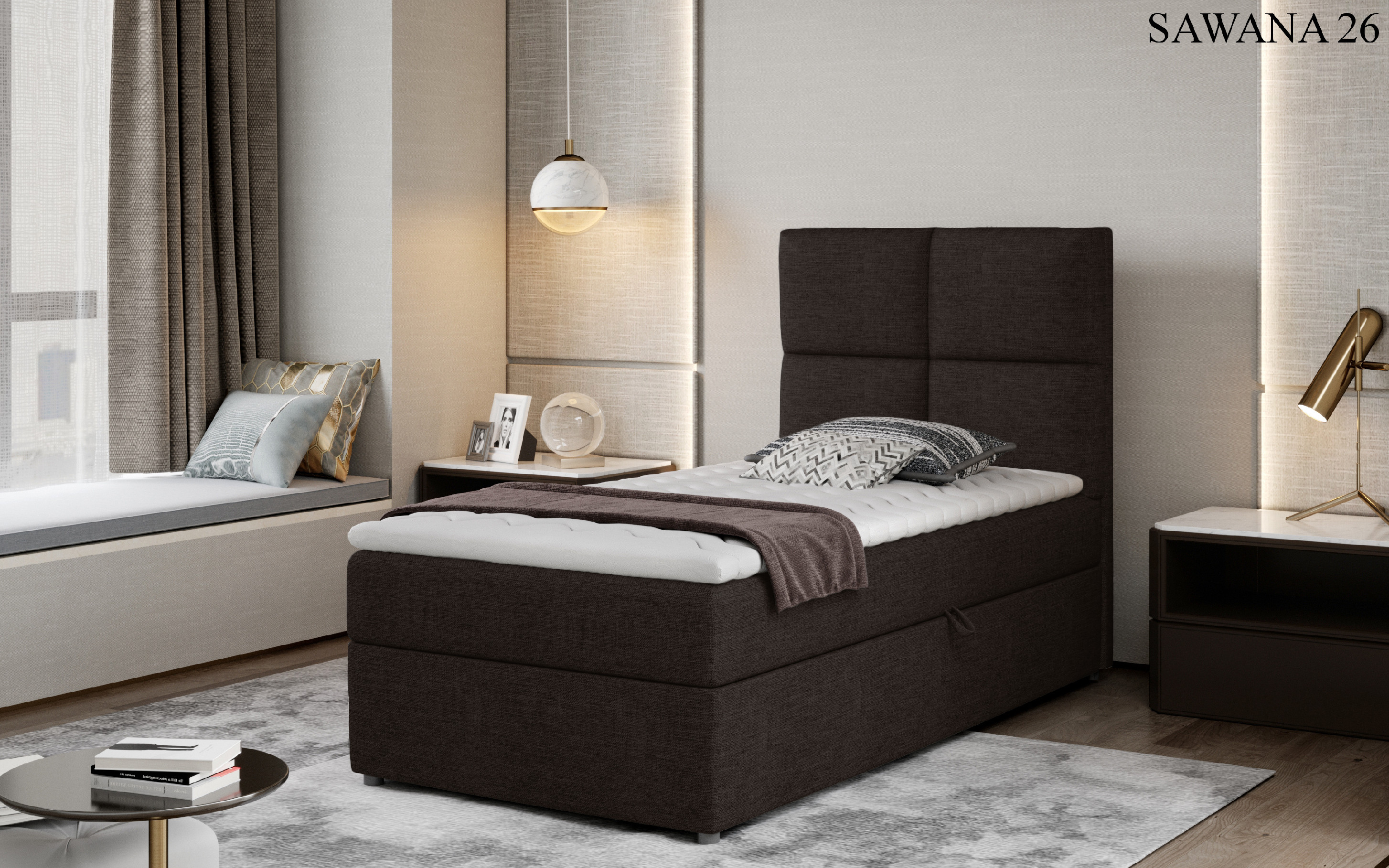 Čalouněná postel RIVIA Boxsprings 90 x 200 cm Provedení: Sawana 26