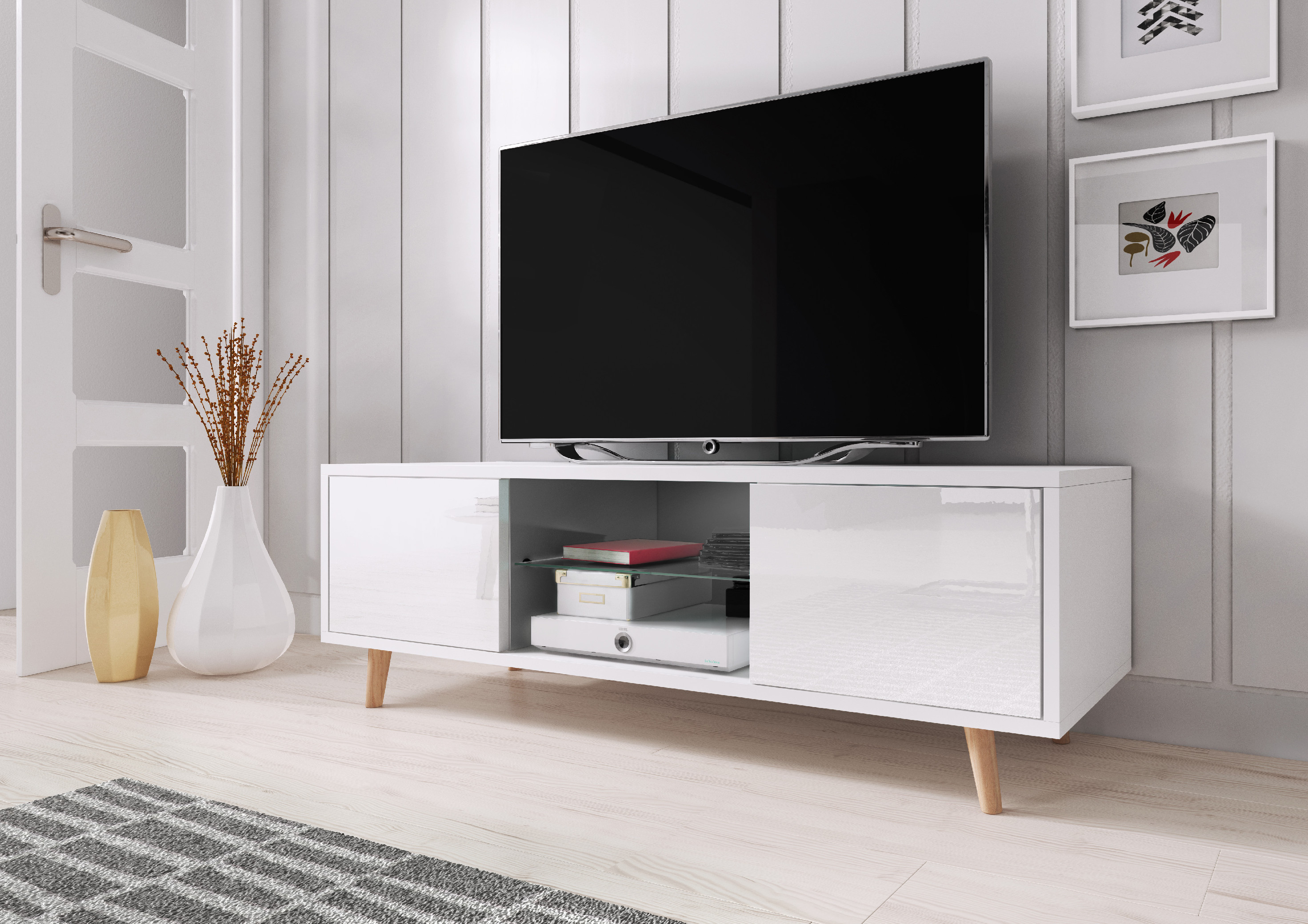 Televizní stolek Sweden bílý