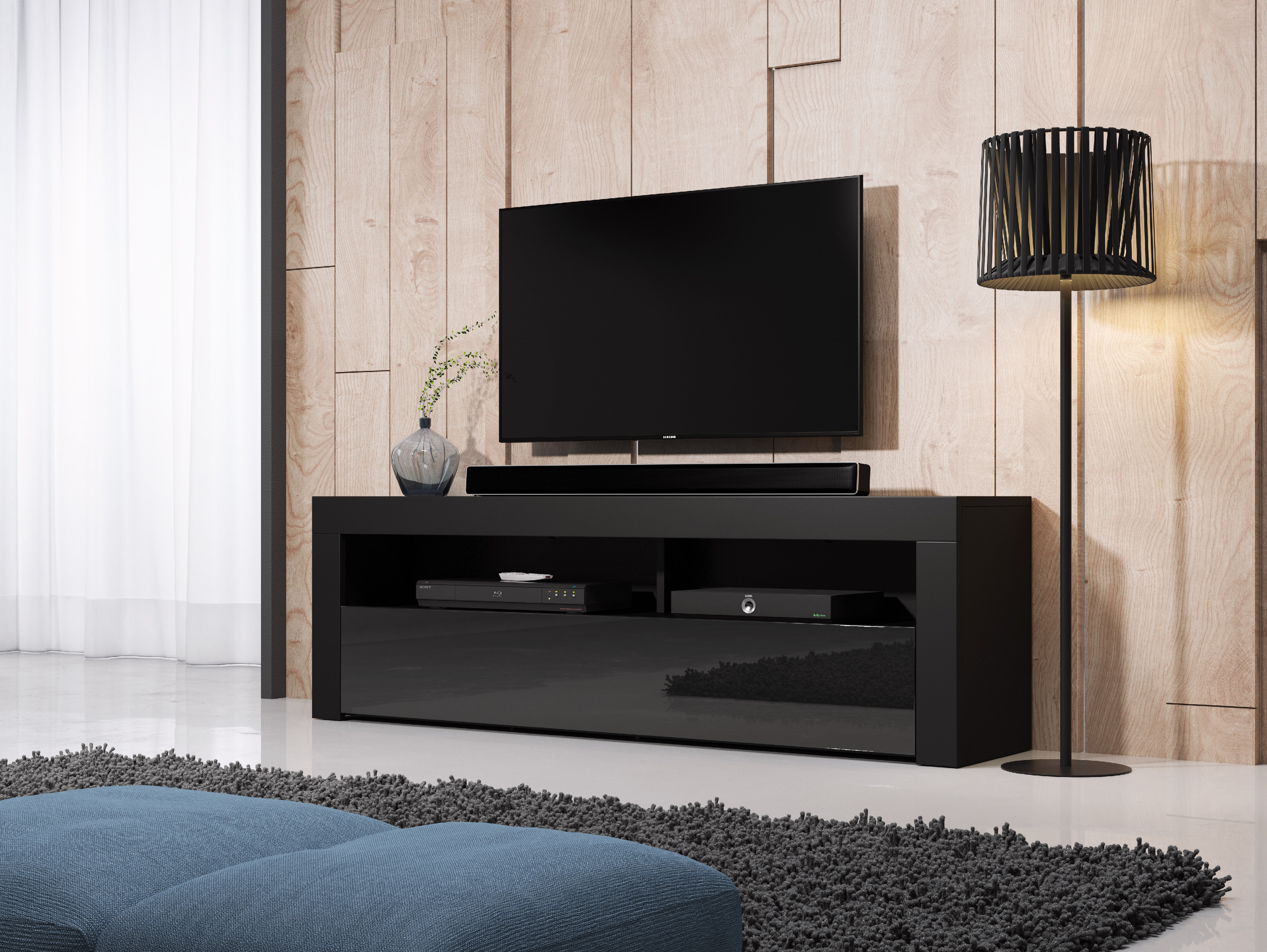 Televizní stolek MEX 160 cm černý/černý