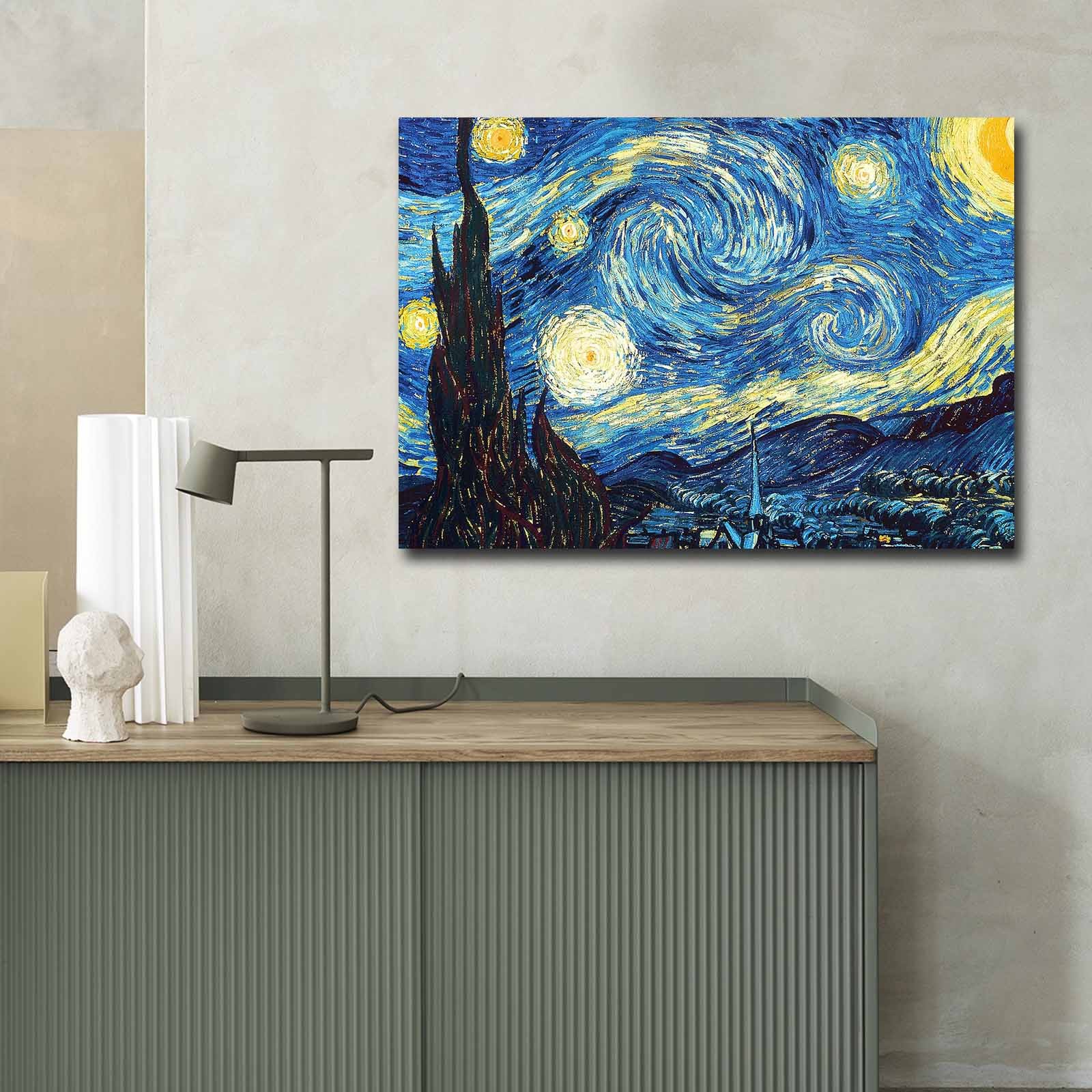 Levně Obraz na plátně reprodukce HVĚZDNÁ NOC V. V. GOGH 100 cm