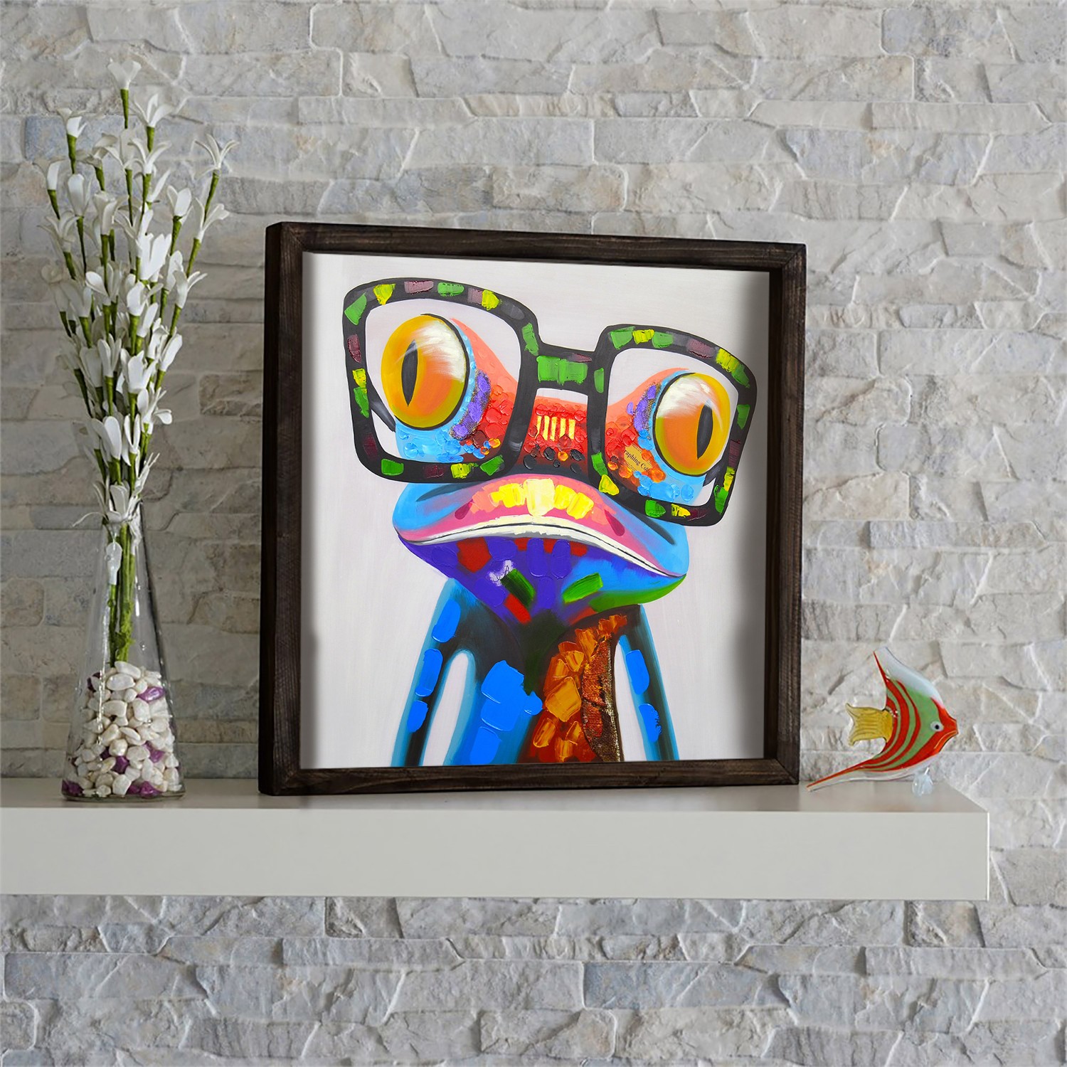 Levně Dekorativní obraz CHAMELEON 33 cm MDF